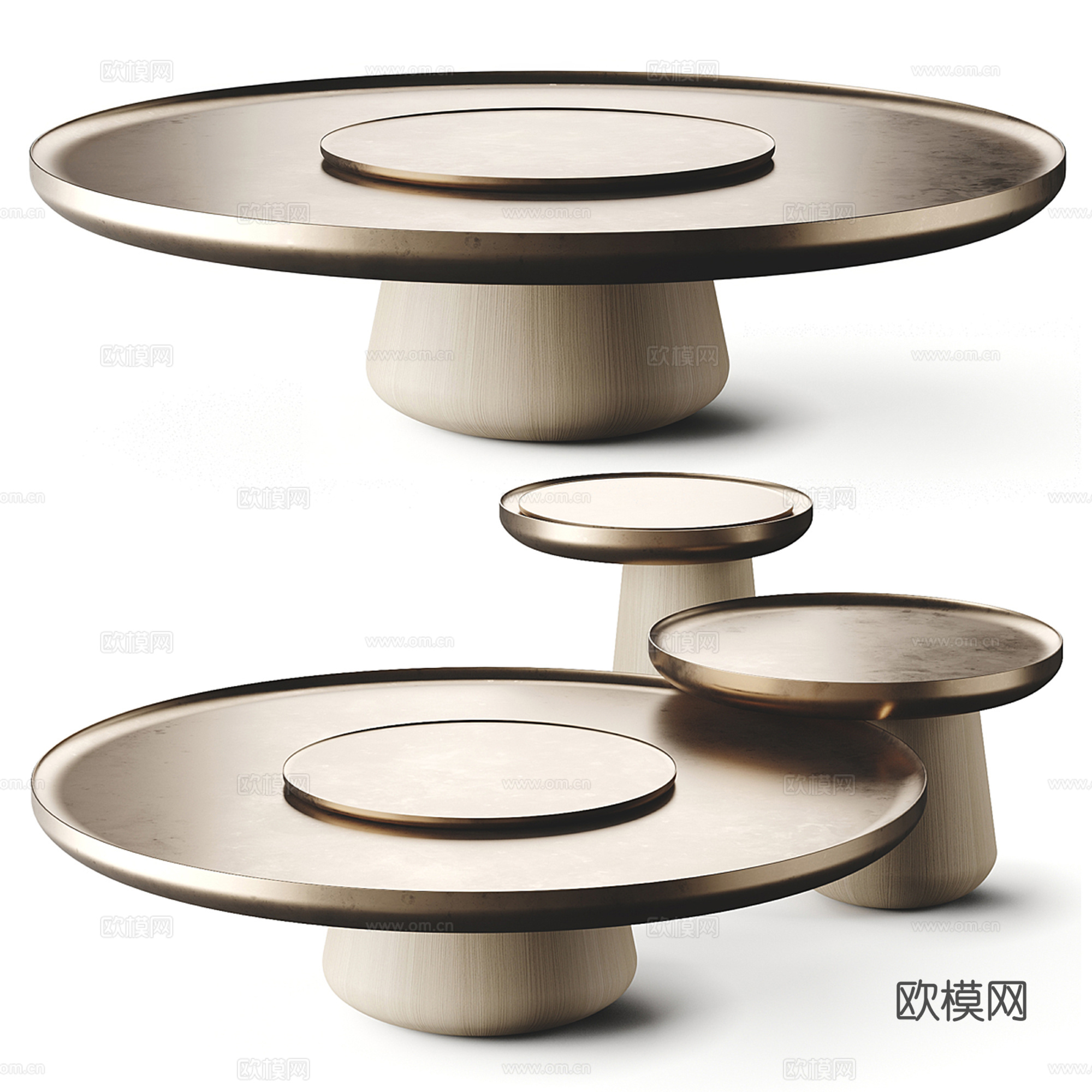 现代轻奢茶几组合su模型