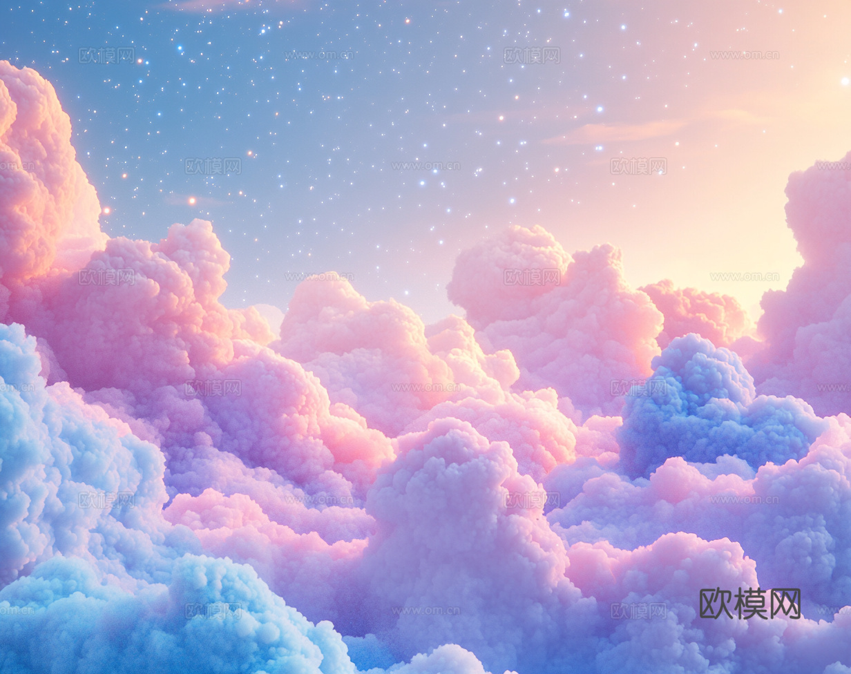 梦幻云彩科幻电视屏幕下载（渲染图1）