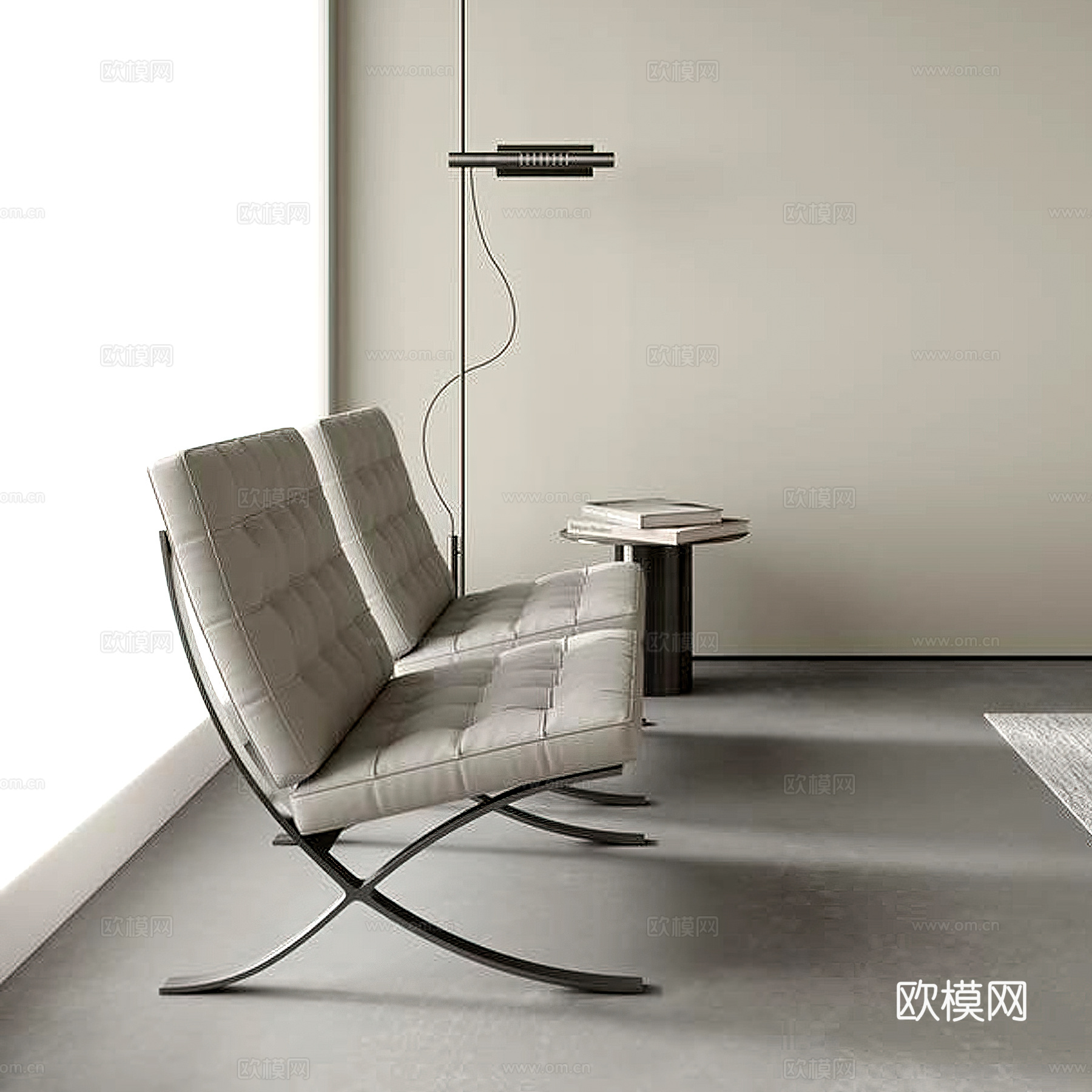 现代休闲椅 落地灯 边几3d模型