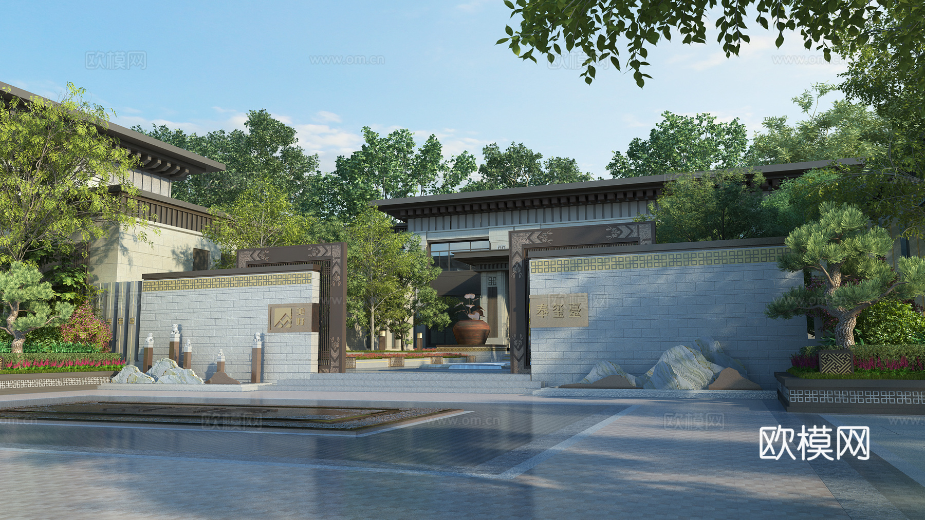 现代园林景观大门3d模型