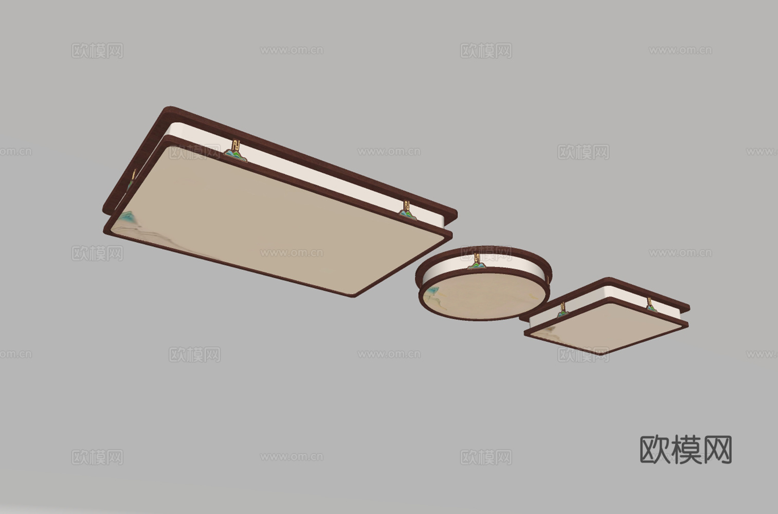 新中式中式吸顶灯su模型