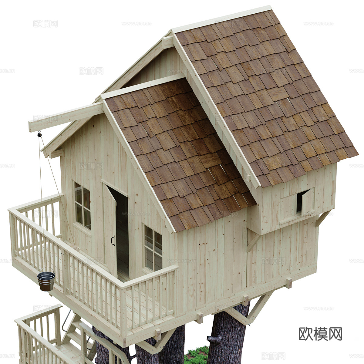 美式树屋3d模型
