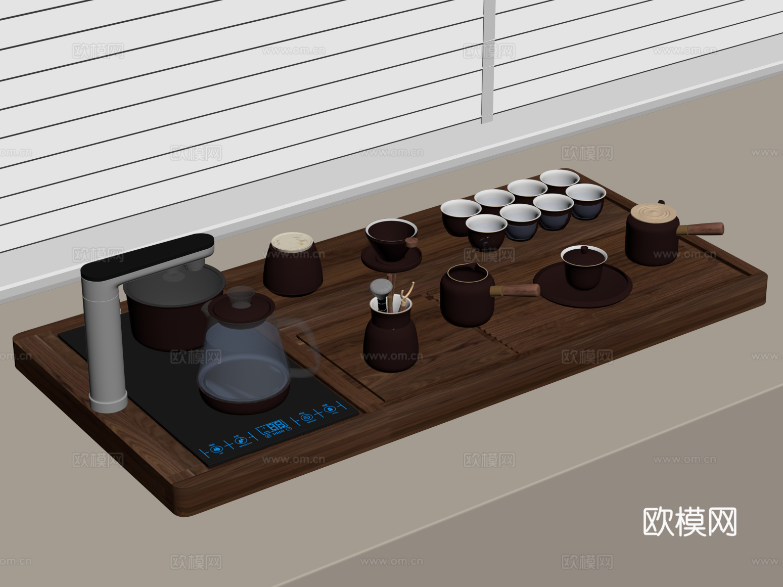茶具 新中式茶具 茶壶 茶杯su模型
