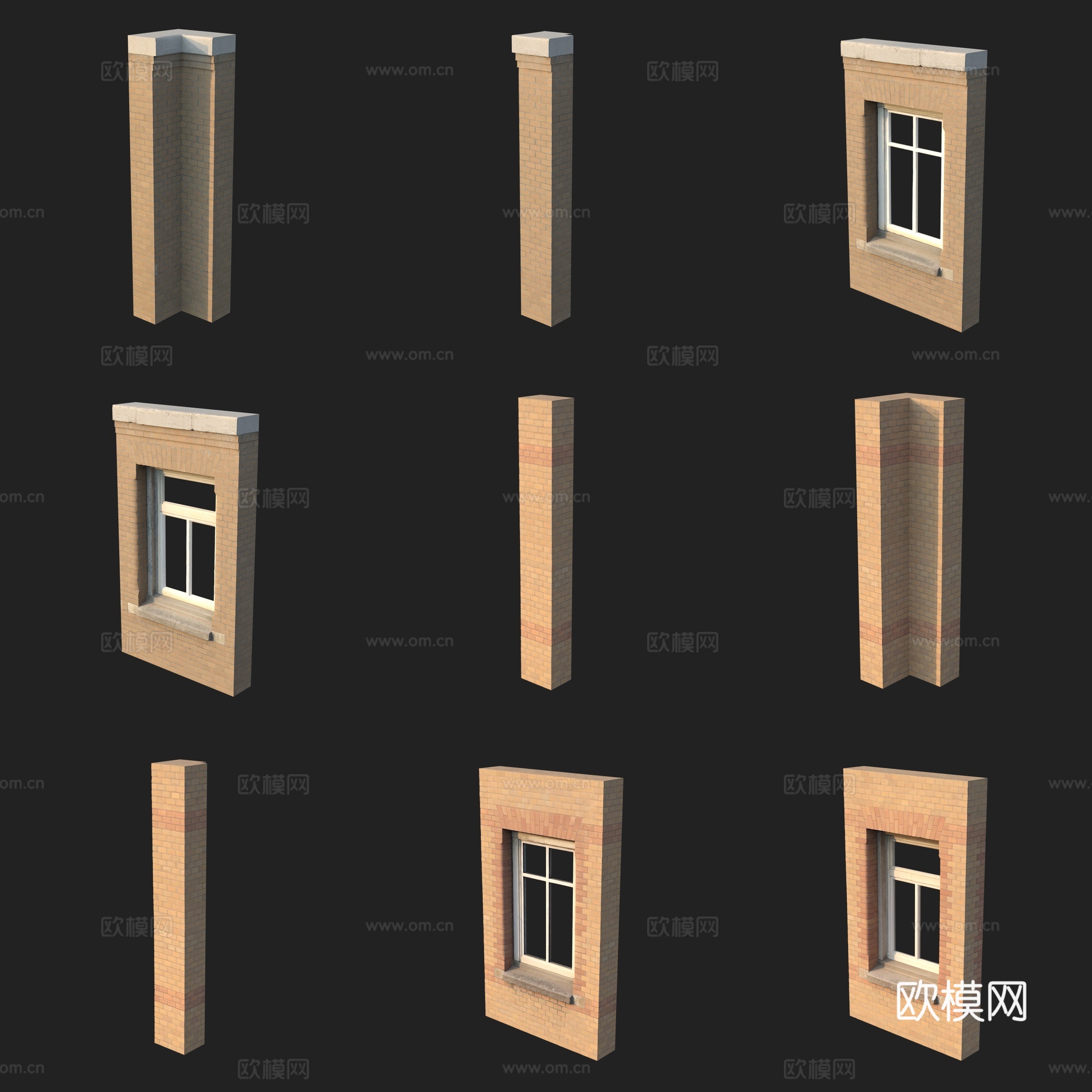 门窗窗框柱子房顶3d模型