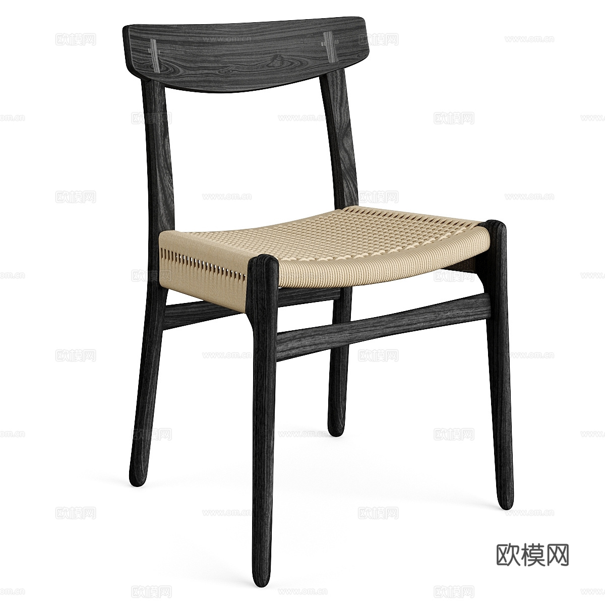 新中式藤编木椅3d模型