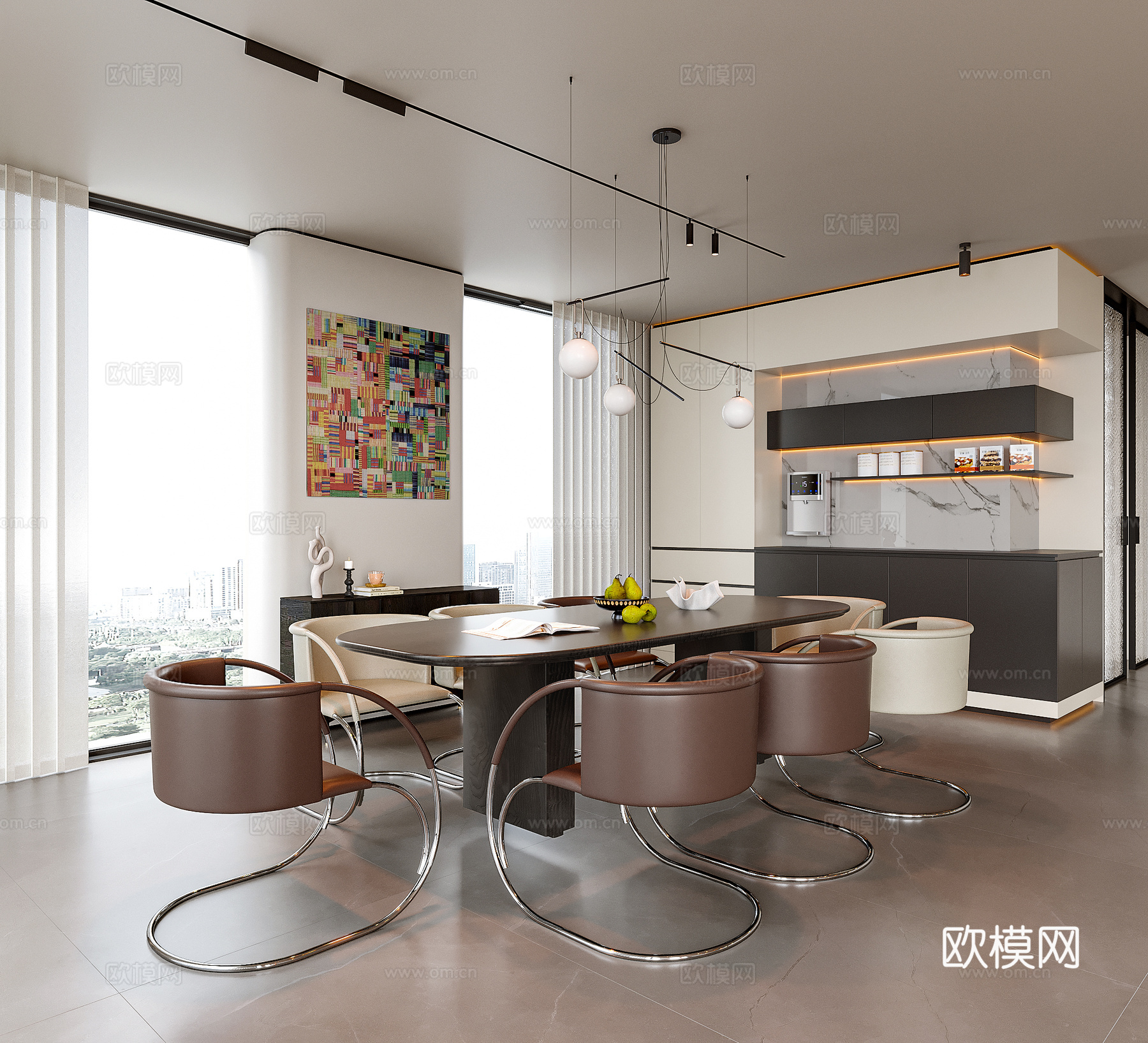现代餐厅 餐桌椅 餐椅3d模型