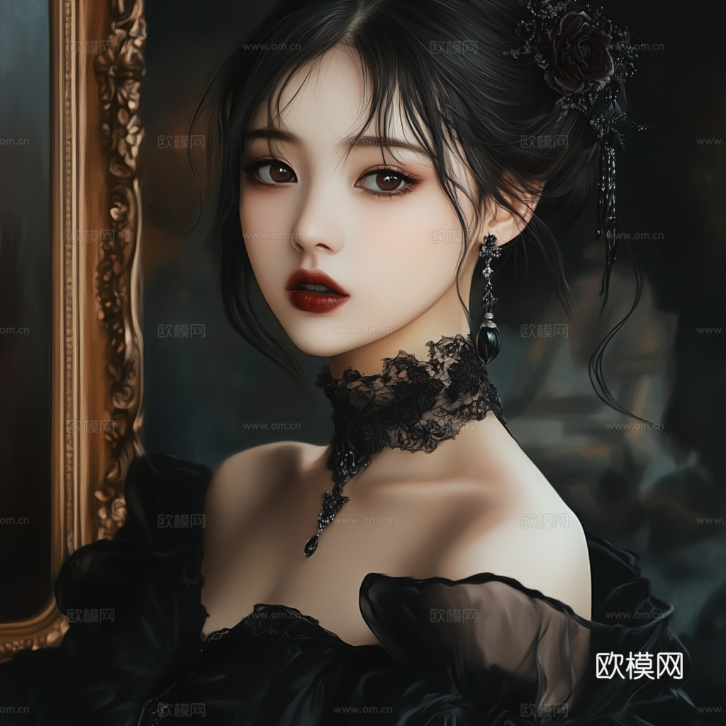 美女人物肖像挂画装饰画