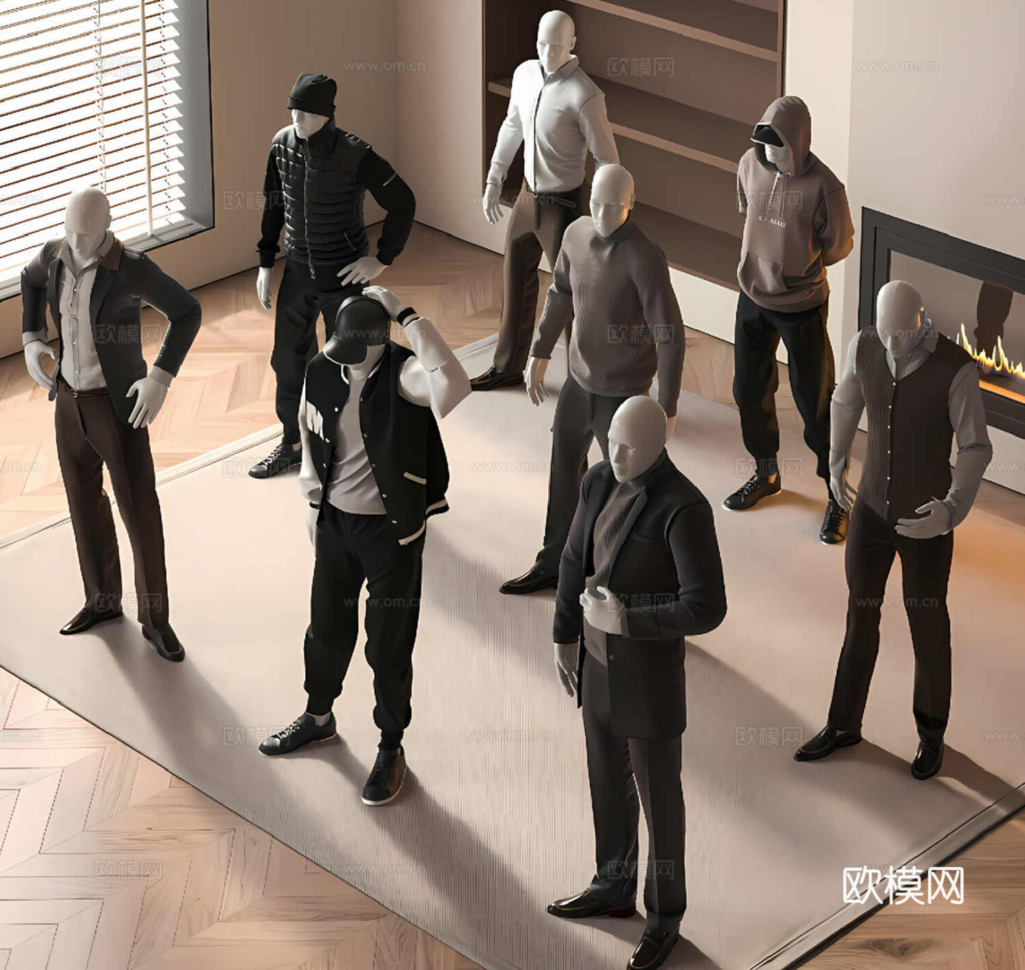 商展器材 模特 服装店 男装店模特 服装橱窗 服装模特3d模型