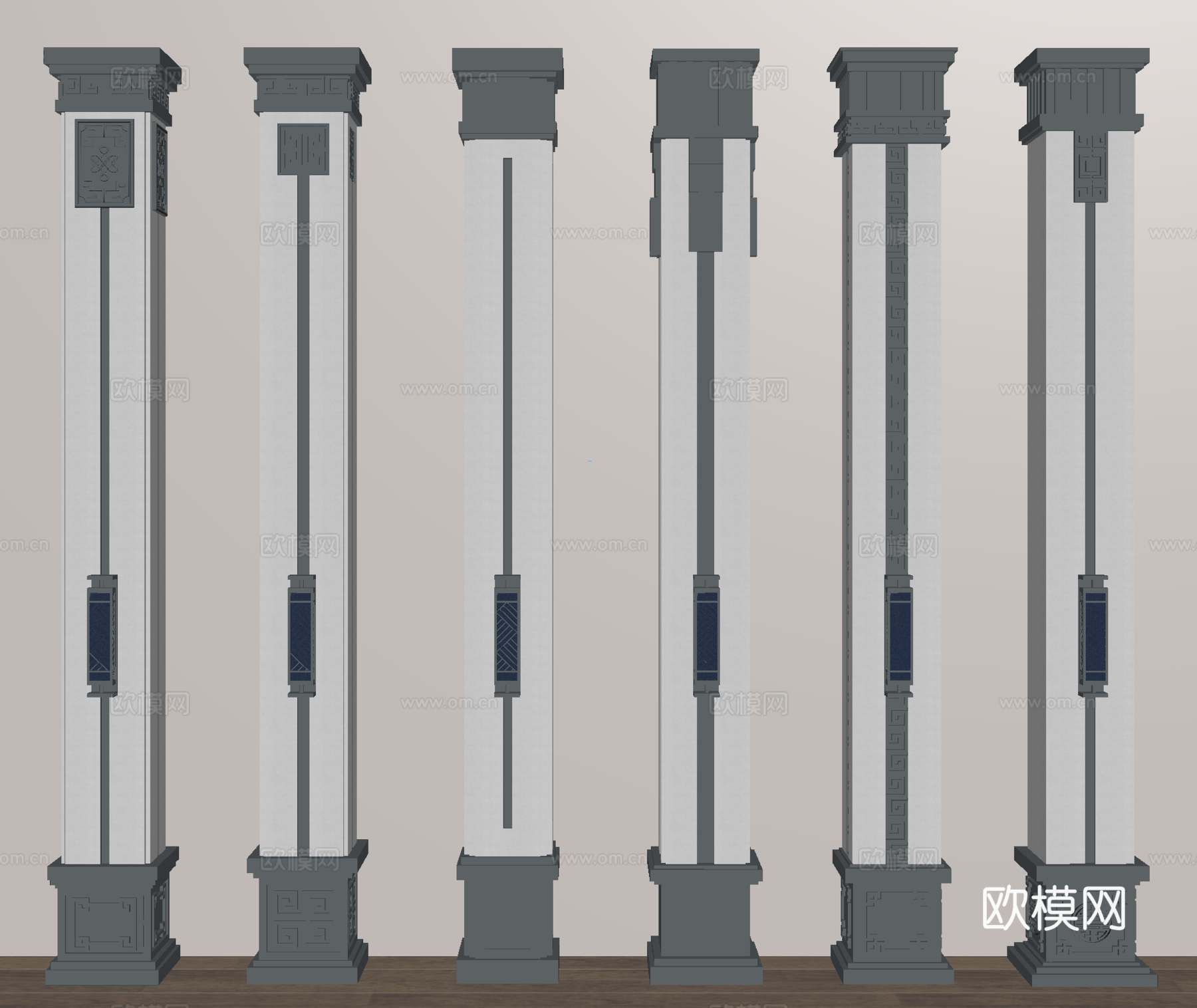 柱子 门庭柱 罗马柱 装饰柱 方柱su模型