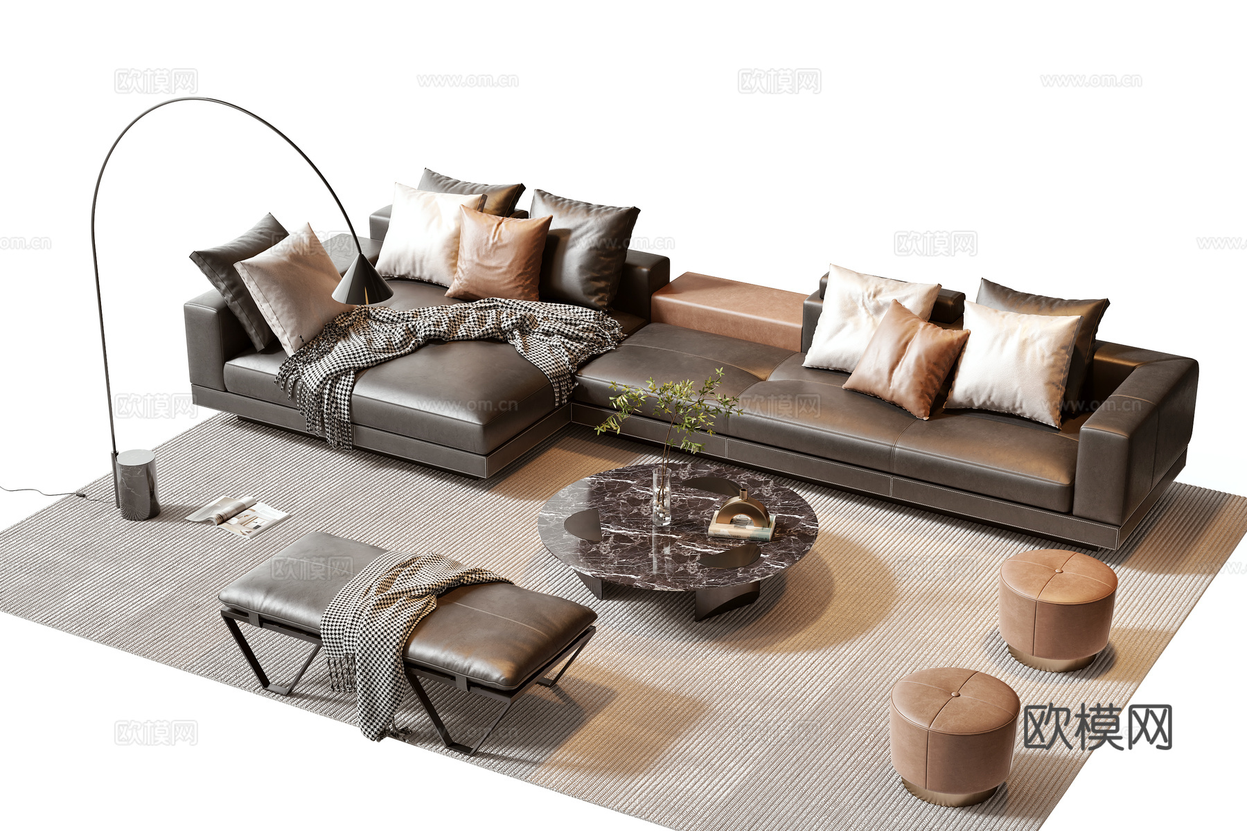 Minotti 现代沙发茶几组合3d模型
