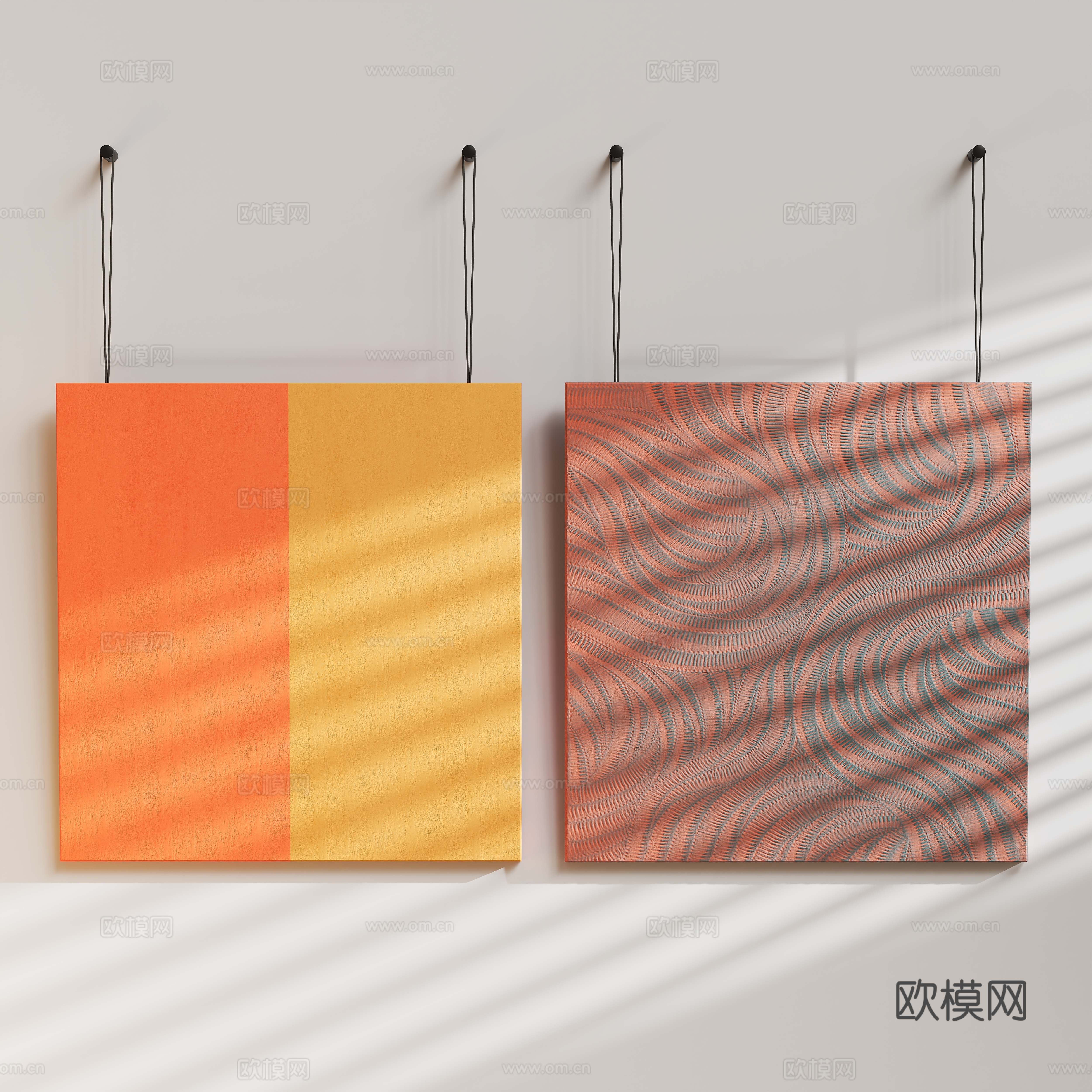 现代艺术极简挂画su模型