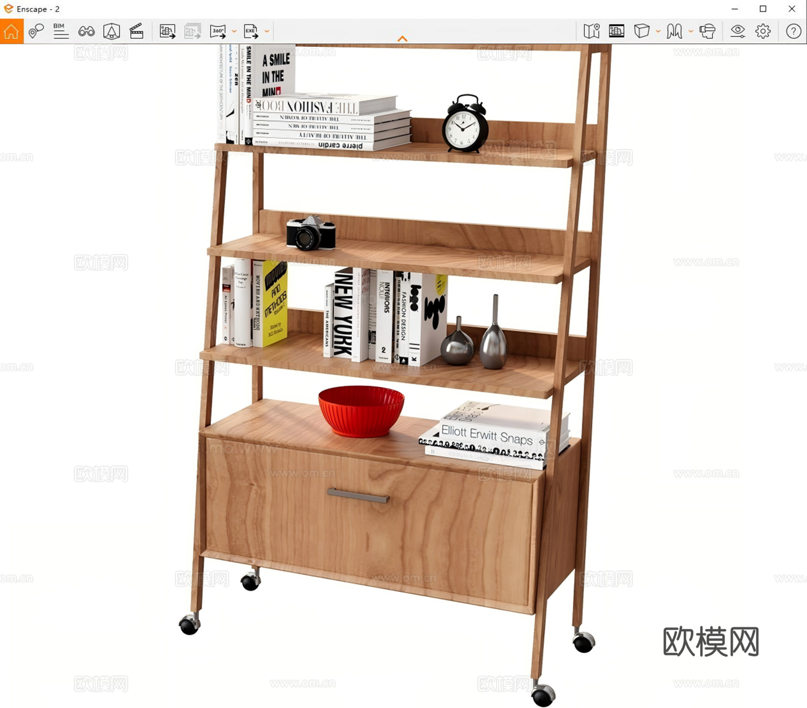 现代简约书架置物架su模型