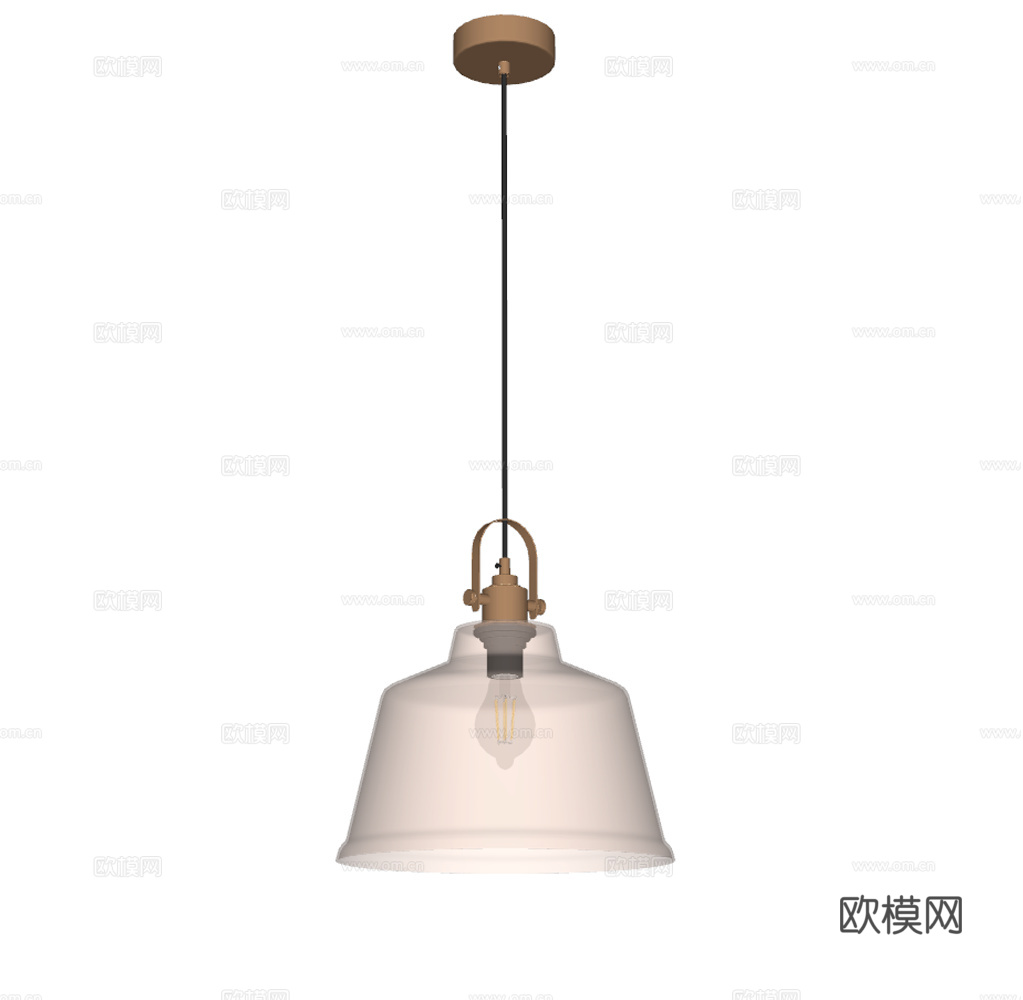 美式玻璃吊灯 金属吊灯 餐厅吊灯 小吊灯 床头吊灯 吧台吊灯su模型