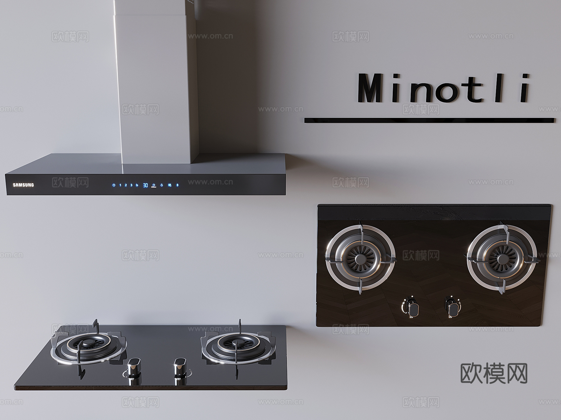 抽油烟机燃气灶 烟机灶具厨房电器3d模型