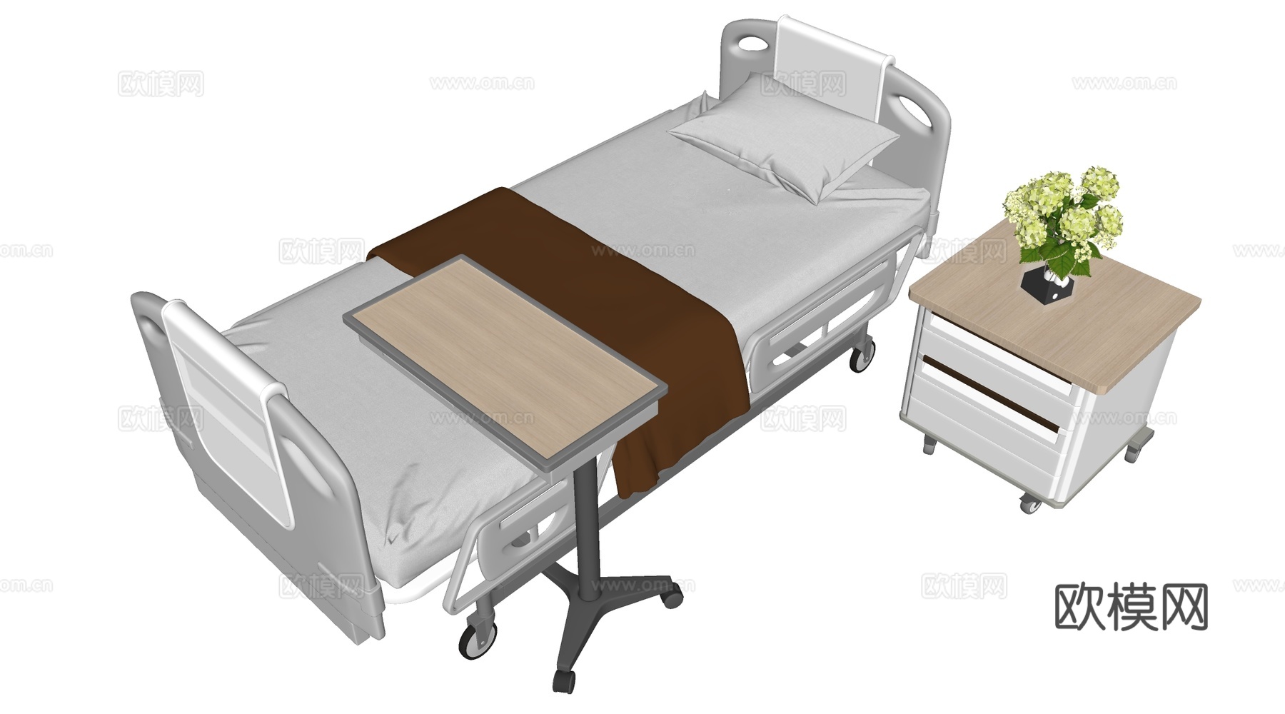 现代医院病床 医疗器材su模型