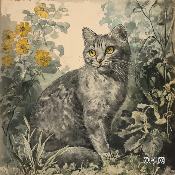 手绘动物装饰画下载(渲染图6)