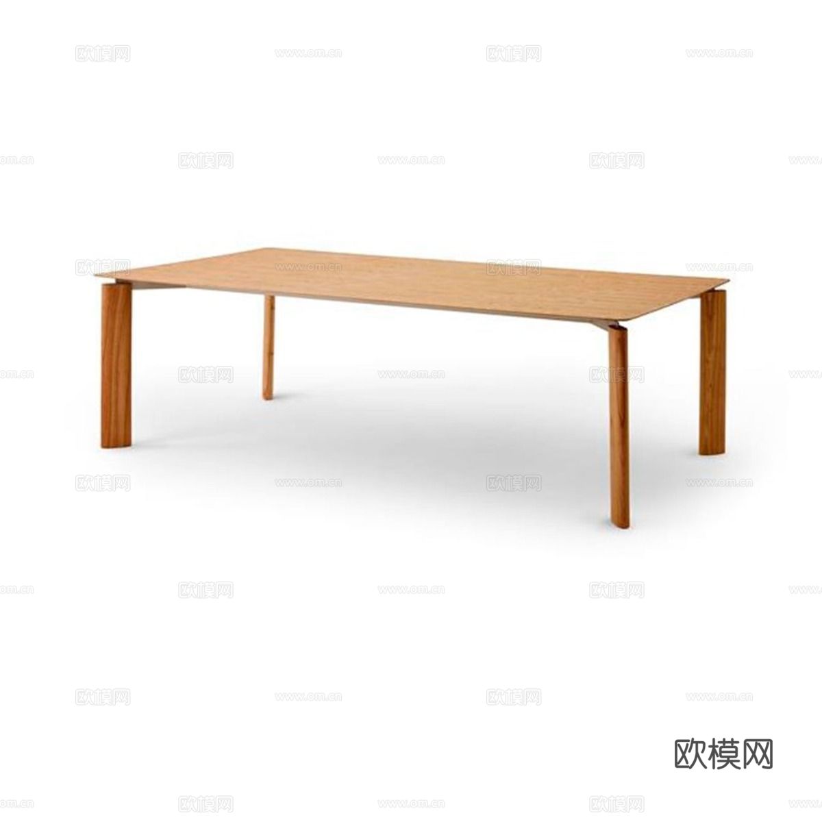 北欧实木长方形餐桌复古会议桌工作台咖啡桌su模型