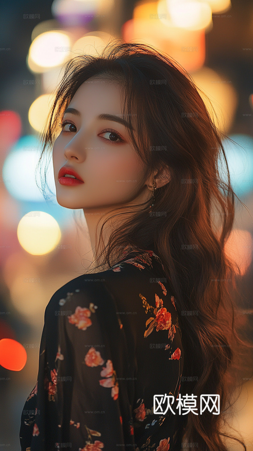 美女人物肖像挂画装饰画下载（渲染图4）