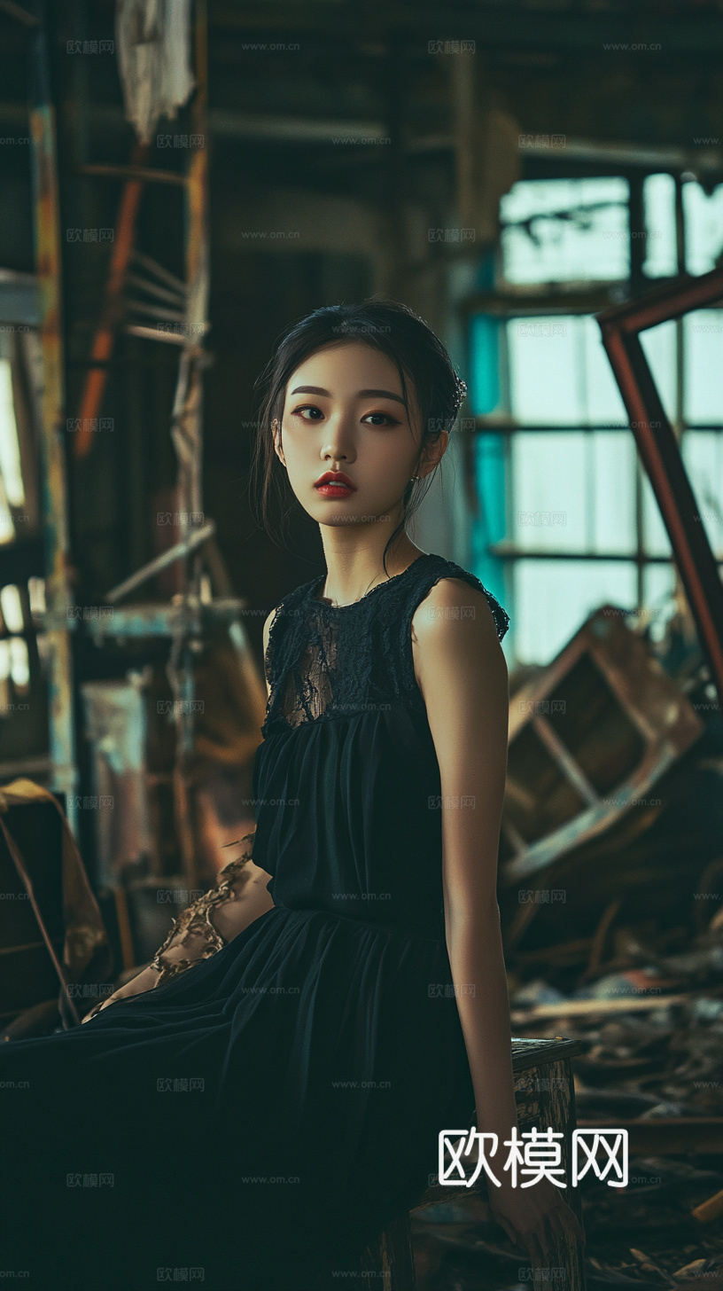 美女人物肖像挂画装饰画下载（渲染图3）