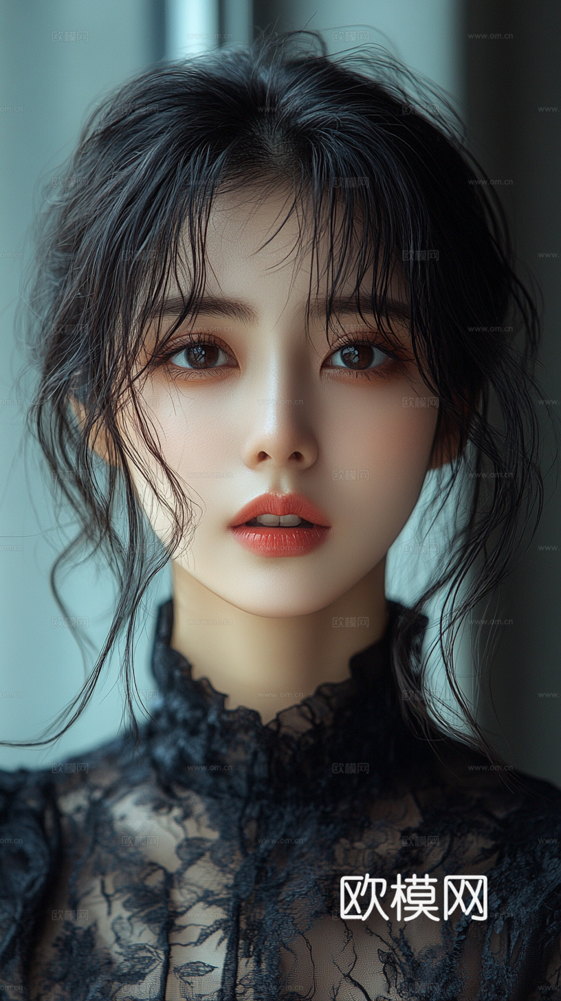 美女人物肖像挂画装饰画下载（渲染图1）