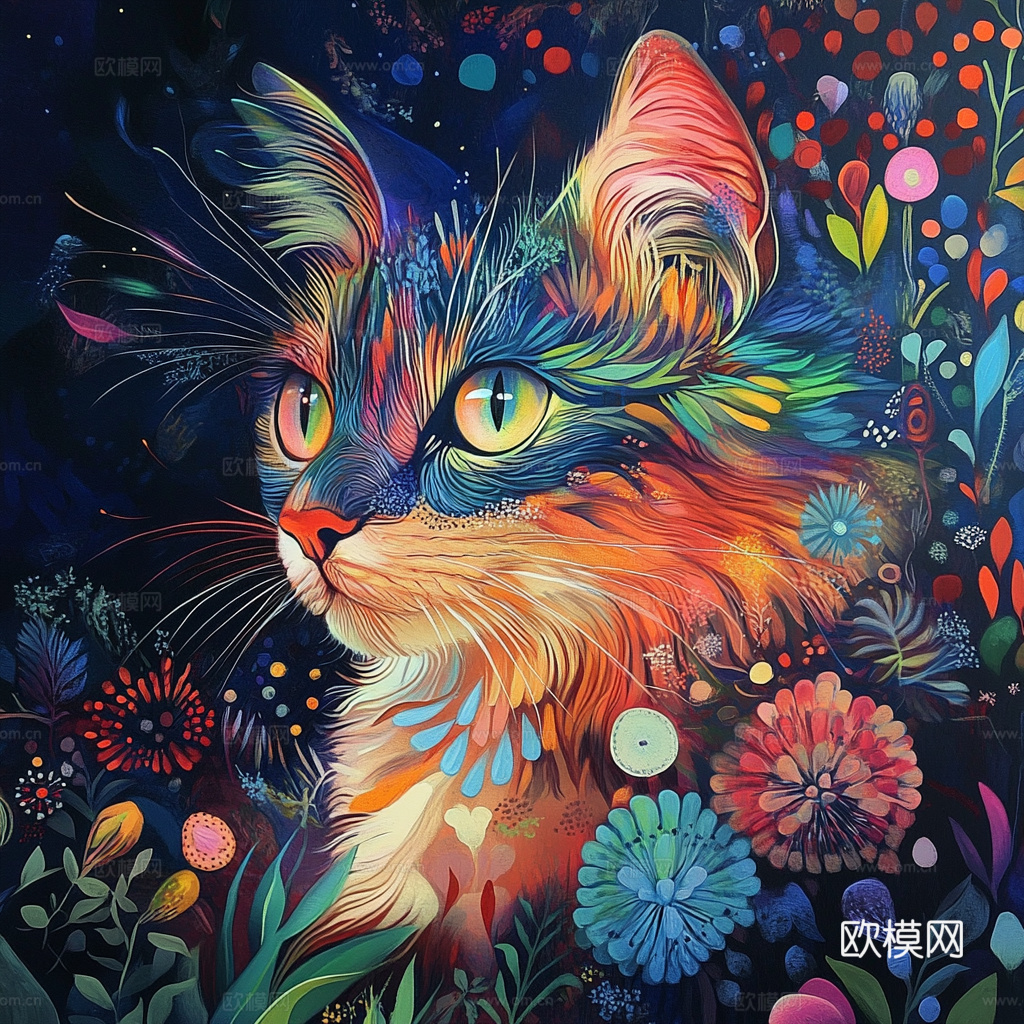 手绘动物装饰画