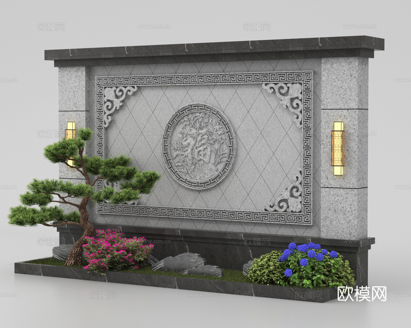 中式景墙 庭院景墙3d模型