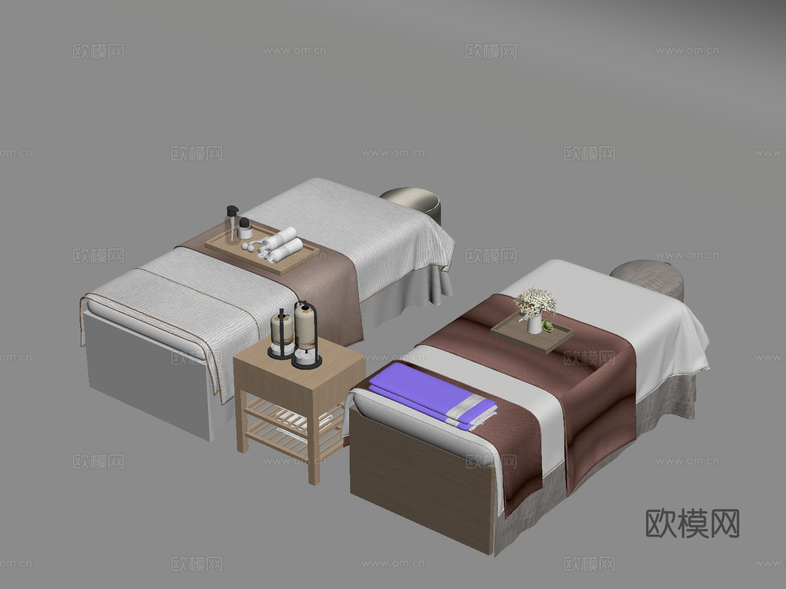 新中式按摩床su模型