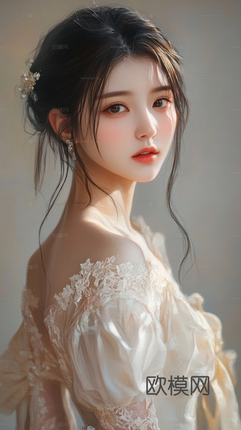 美女人物肖像挂画装饰画