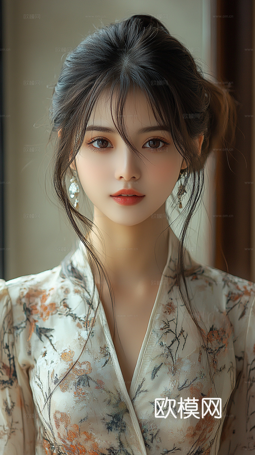 美女人物肖像挂画装饰画下载（渲染图1）