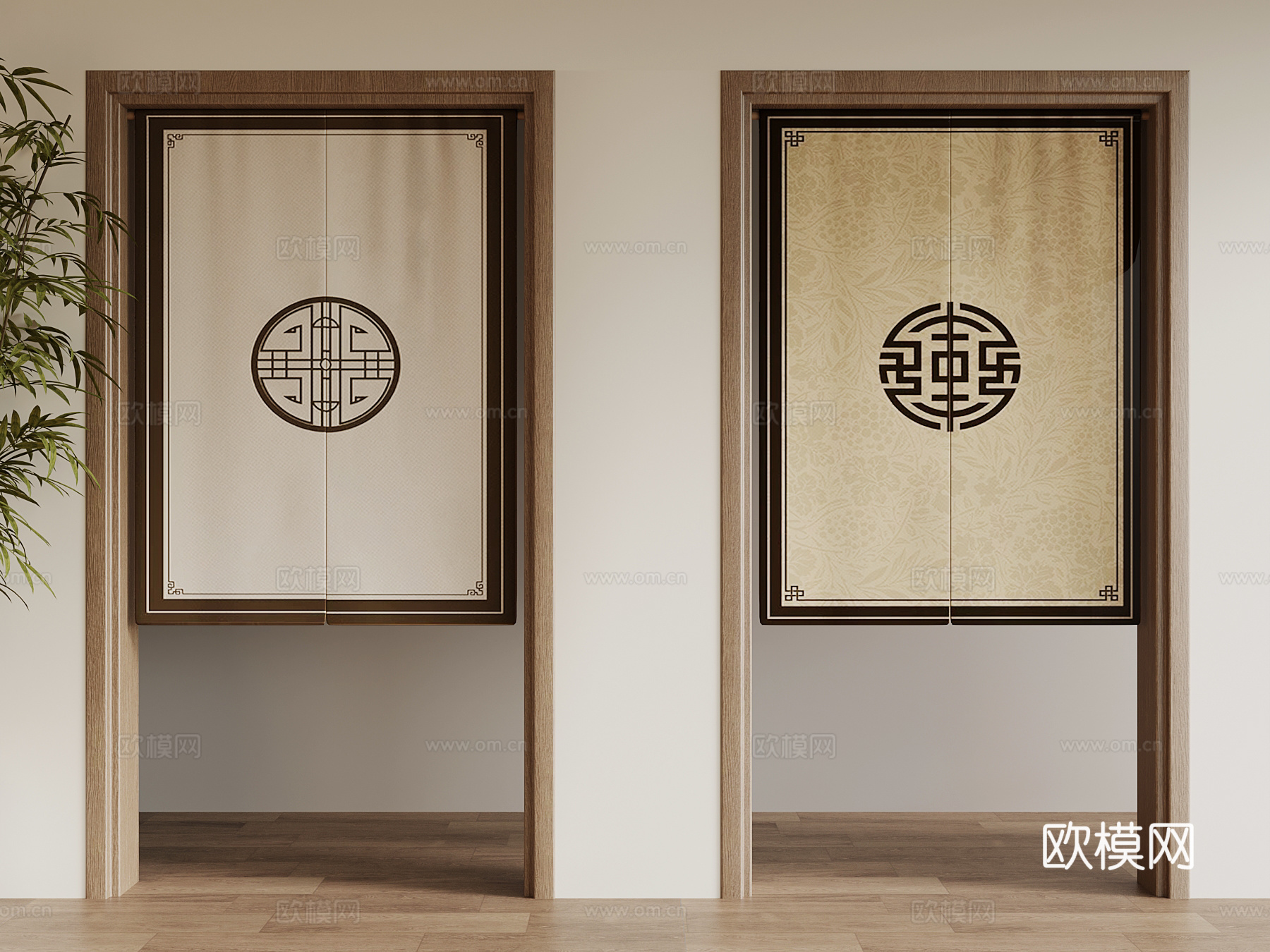 门帘 新中式门帘 布帘3d模型