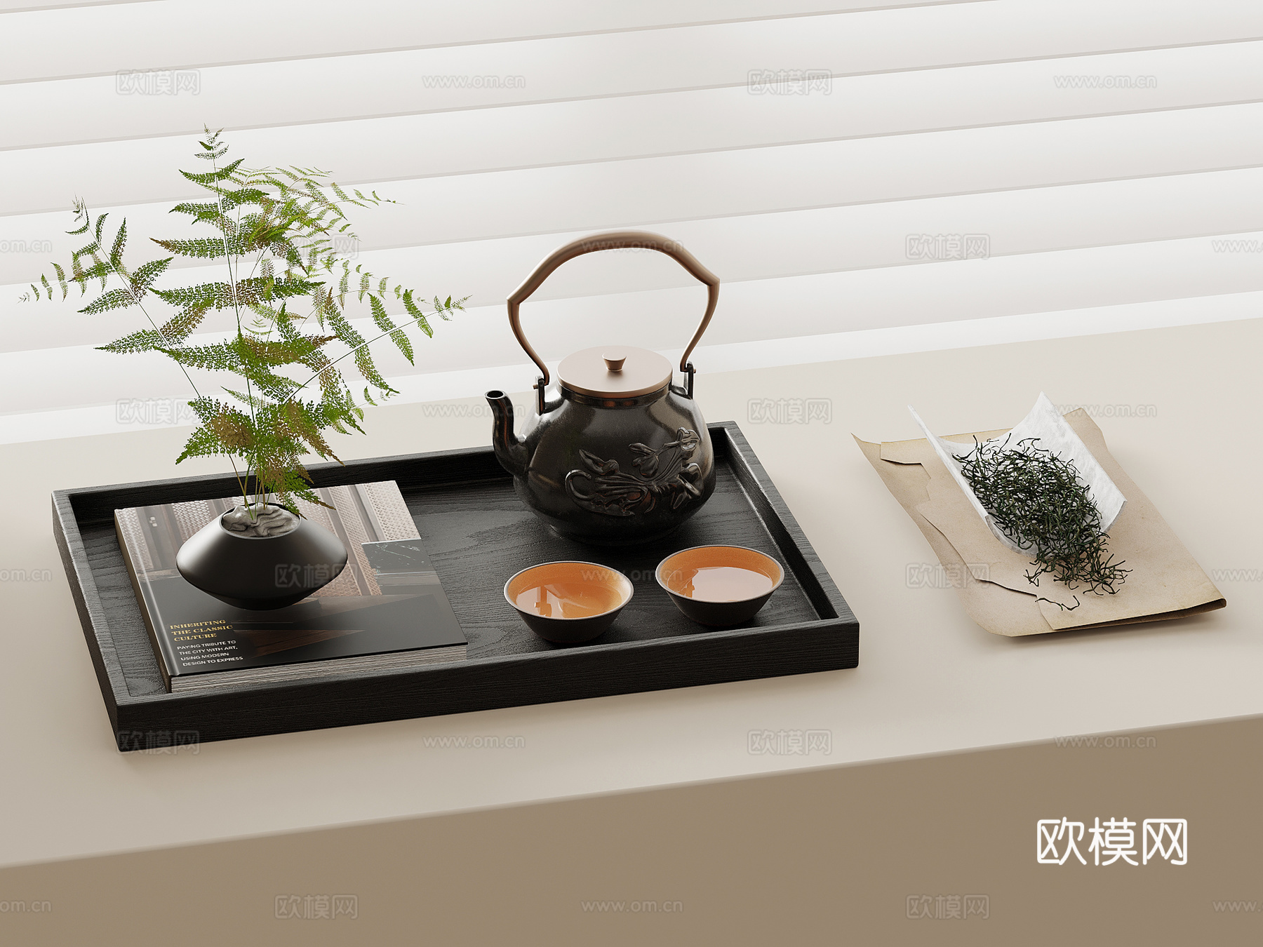 新中式茶具 茶壶su模型