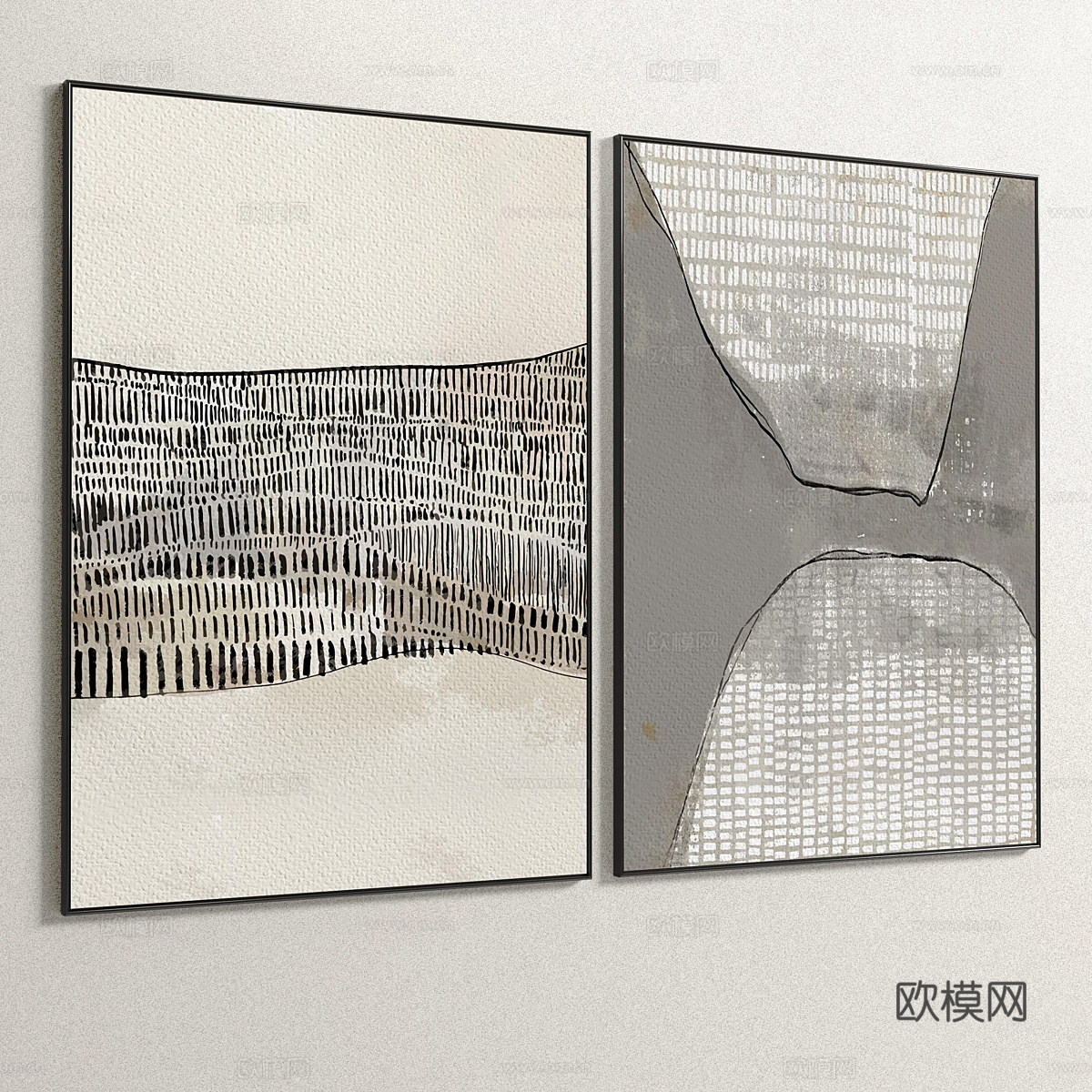 新中式装饰挂画3d模型