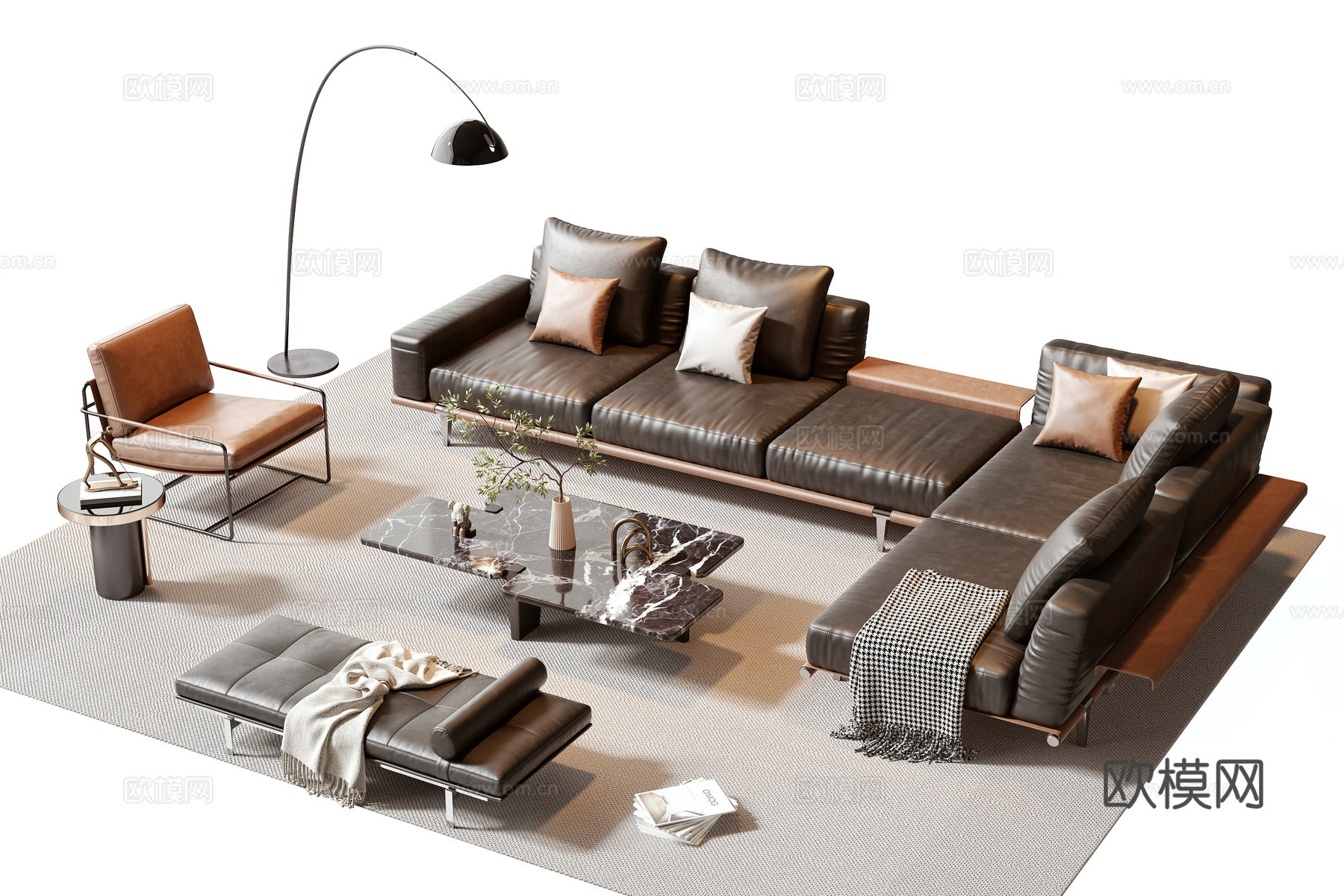 Minotti现代沙发茶几组合3d模型