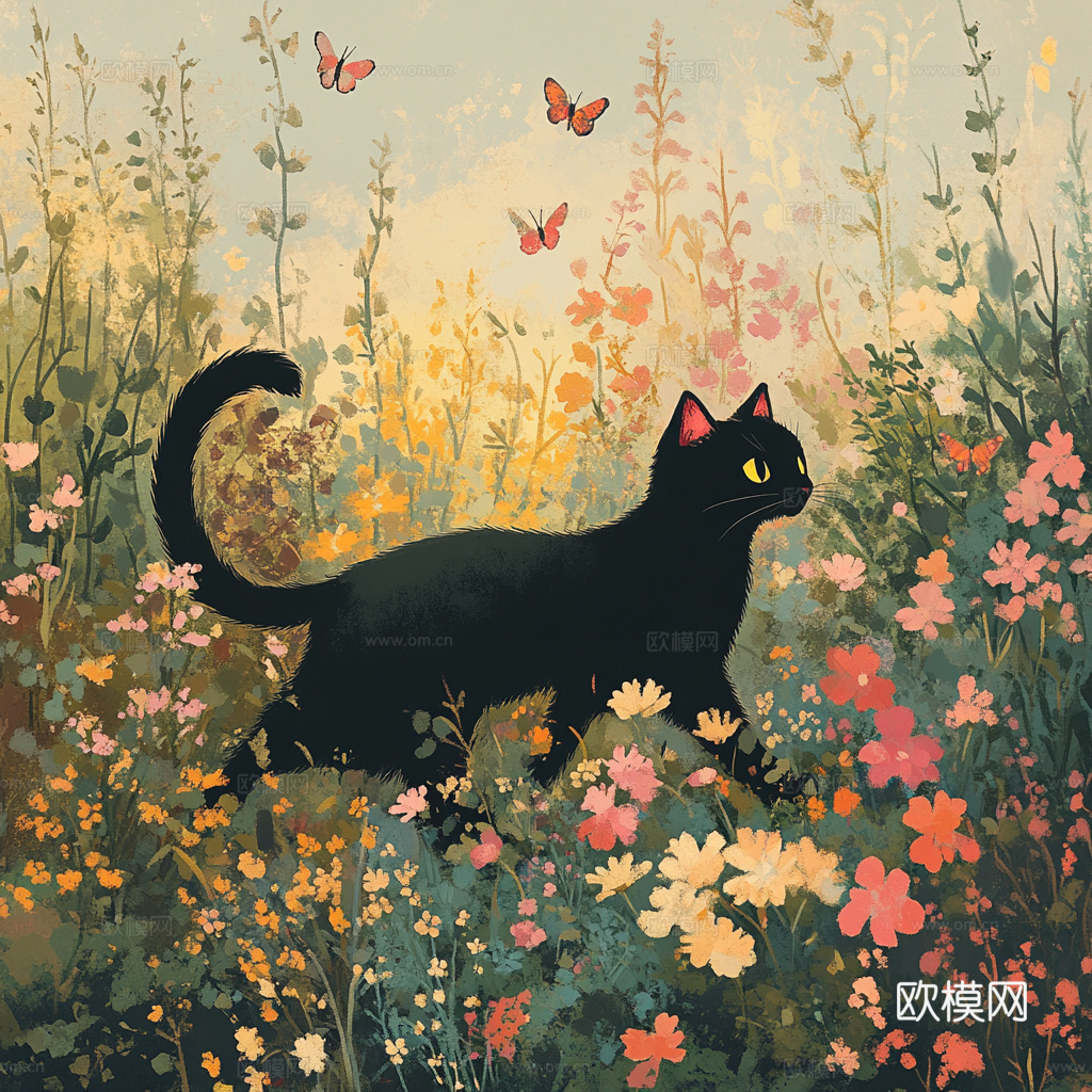 手绘动物装饰画
