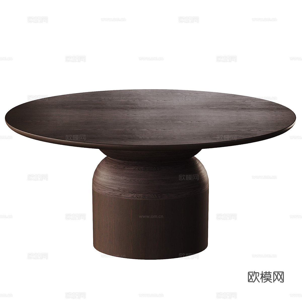 现代意式实木圆餐桌3d模型