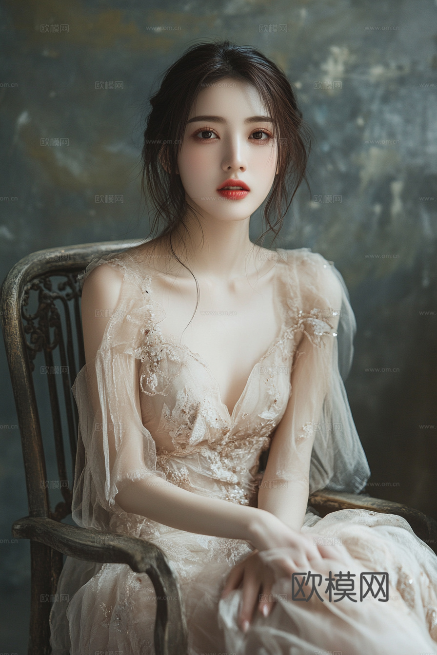 美女人物肖像挂画装饰画下载（渲染图3）