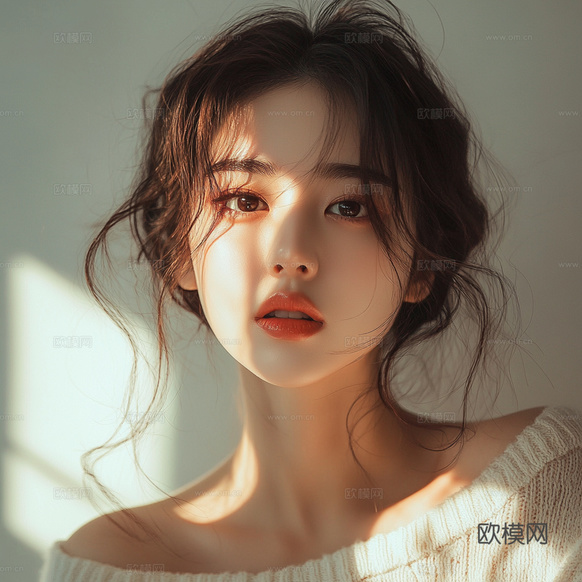 美女人物肖像掛畫裝飾畫下載(渲染圖2)