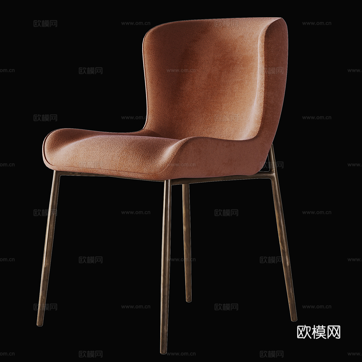 现代意式轻奢布艺餐椅3d模型