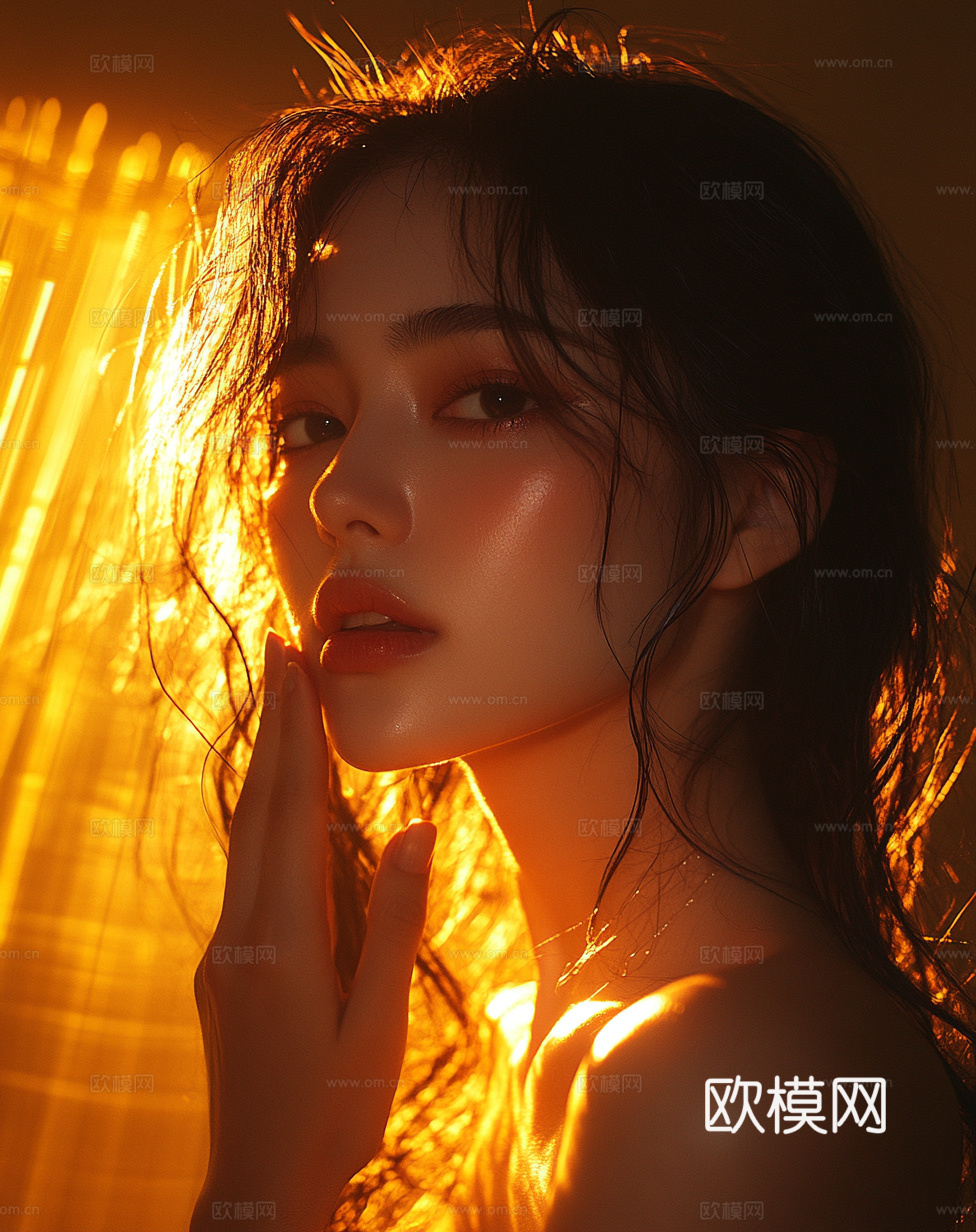 美女人物肖像挂画装饰画下载（渲染图4）