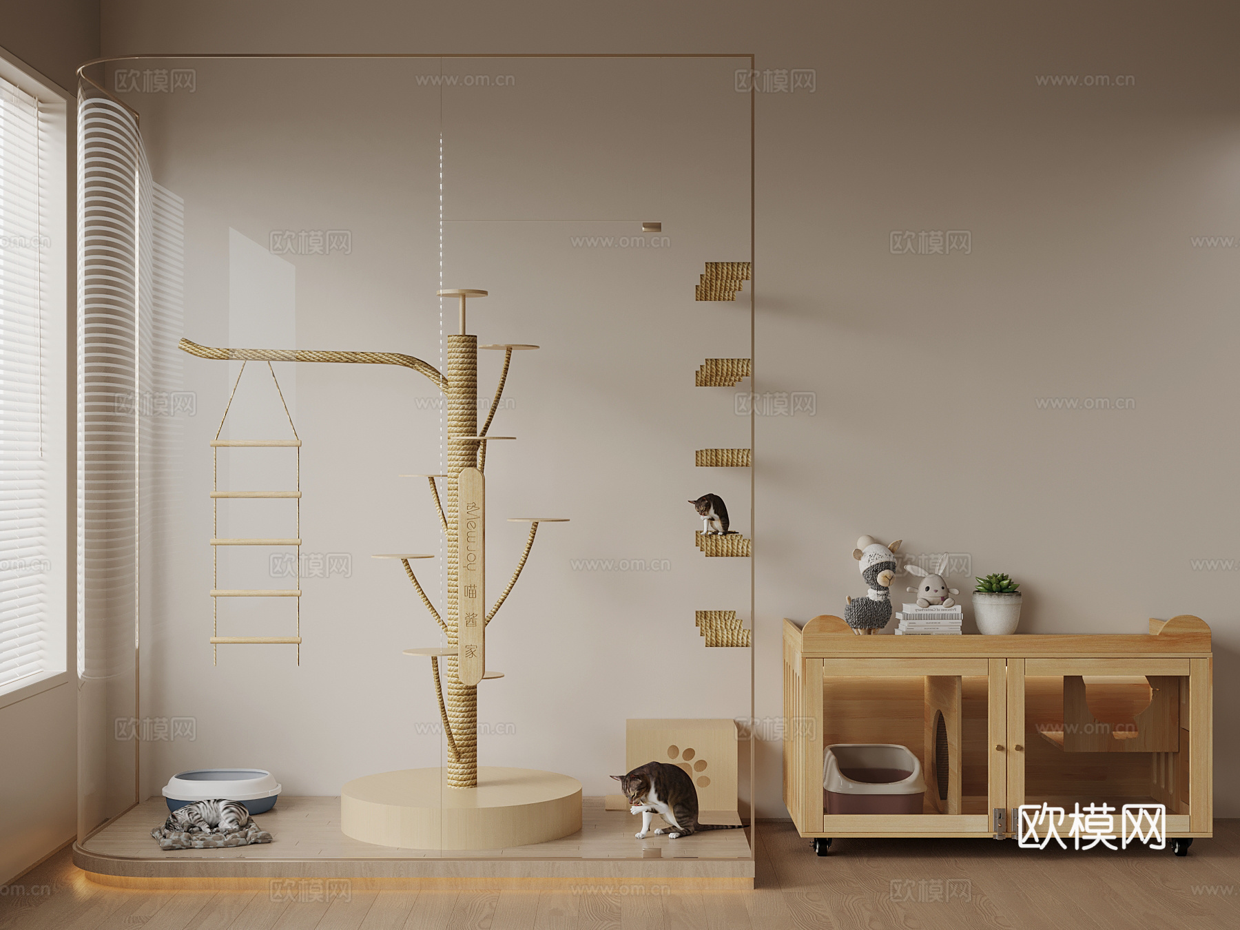 现代猫爬架 宠物用品 宠物su模型