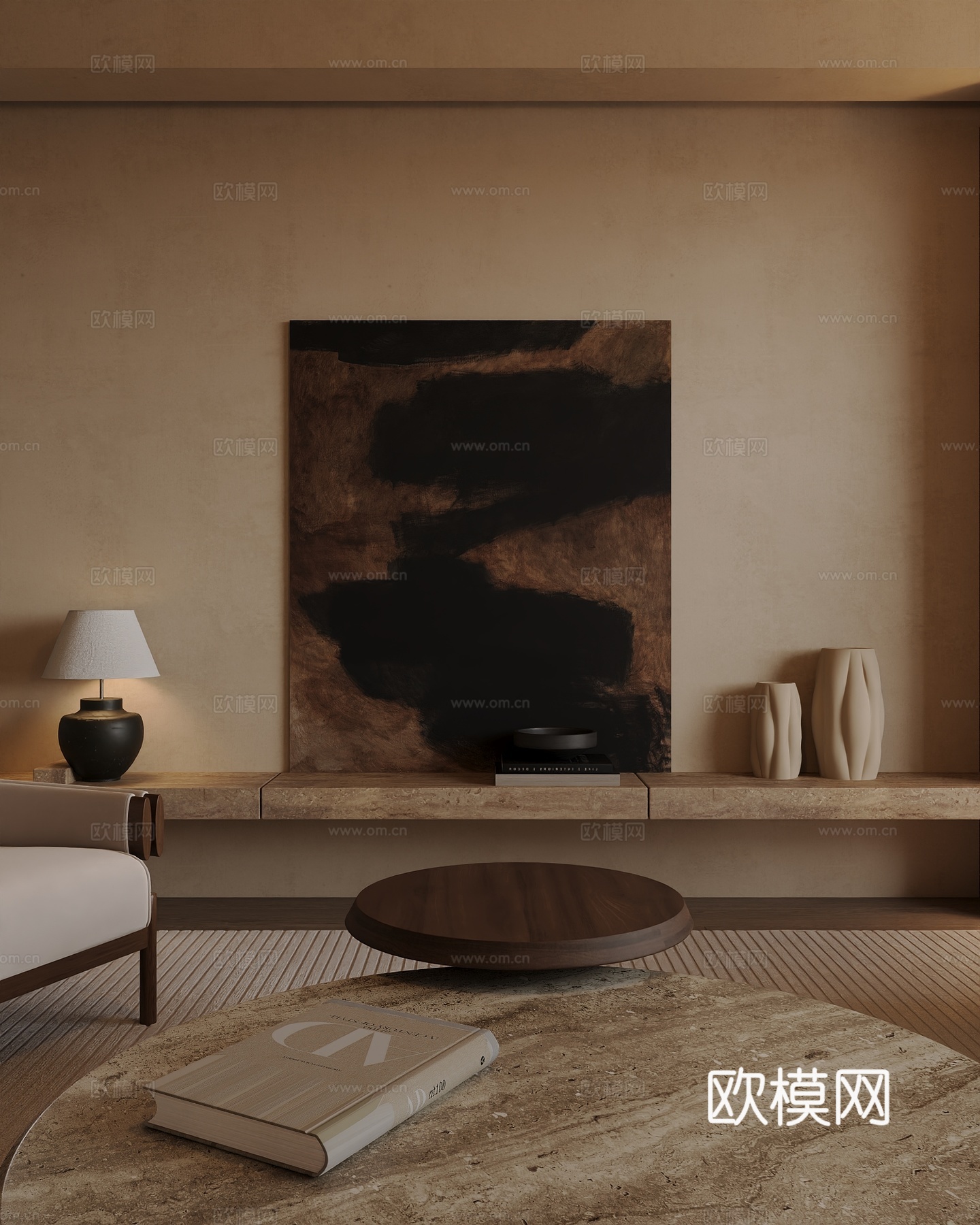 中古诧寂挂画复古摆件3d模型