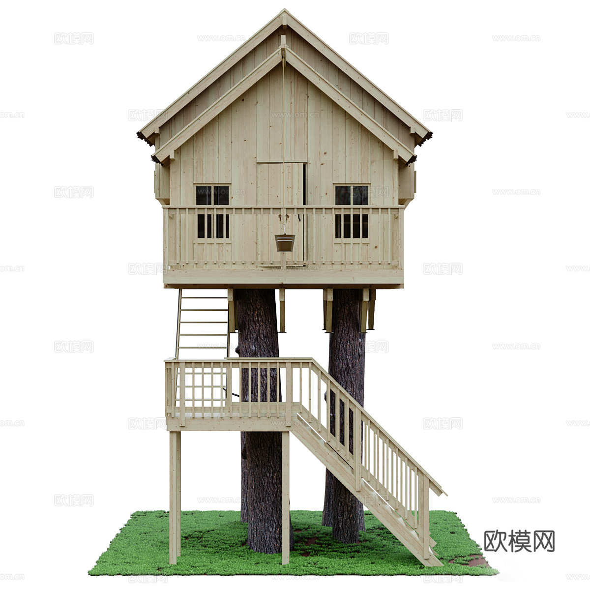 美式树屋3d模型