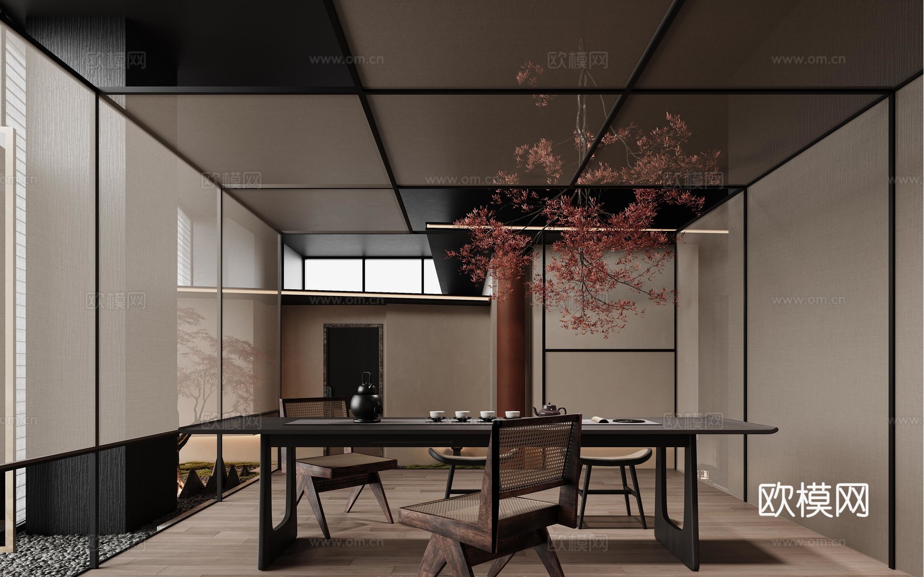新中式茶室茶馆茶楼3d模型