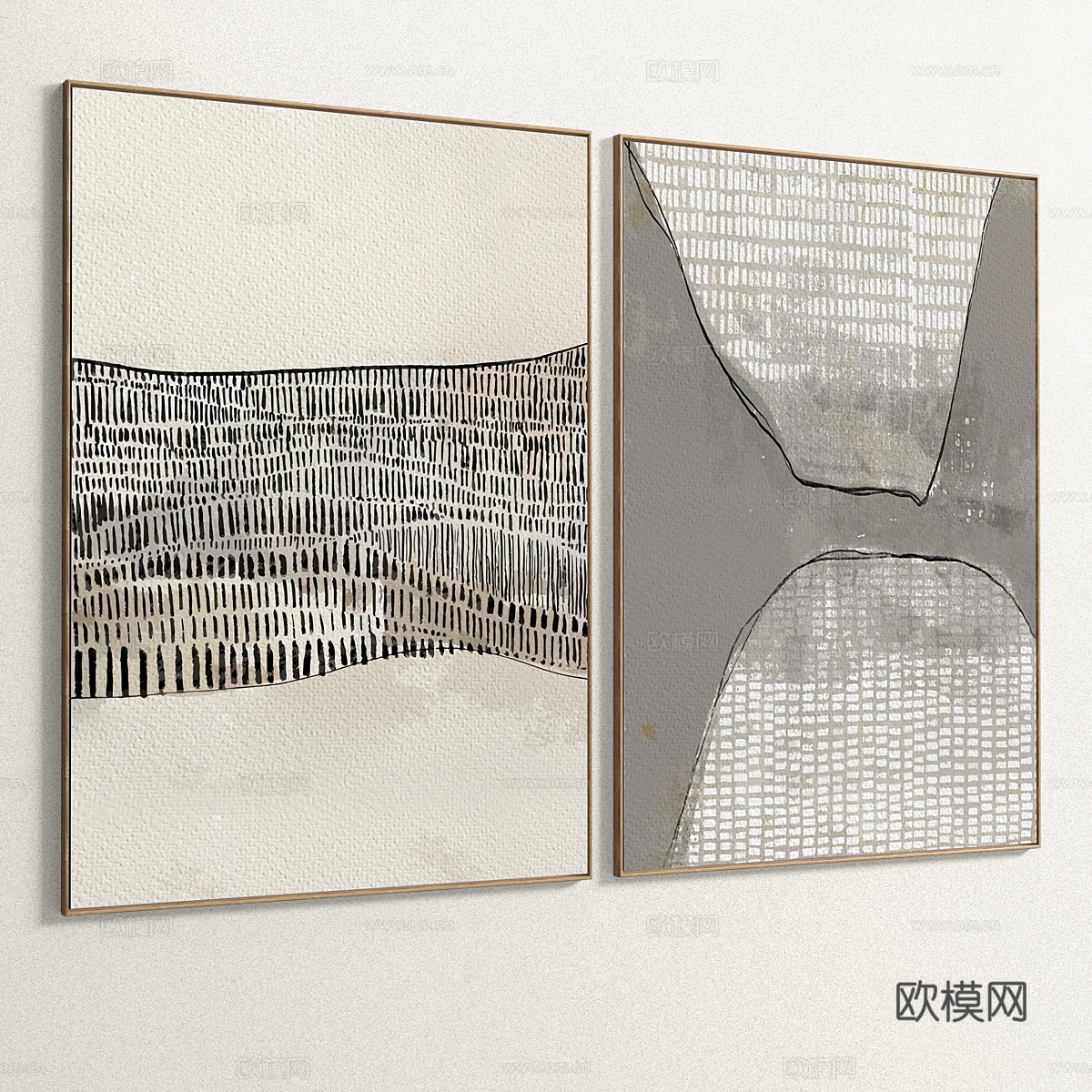 新中式装饰挂画3d模型