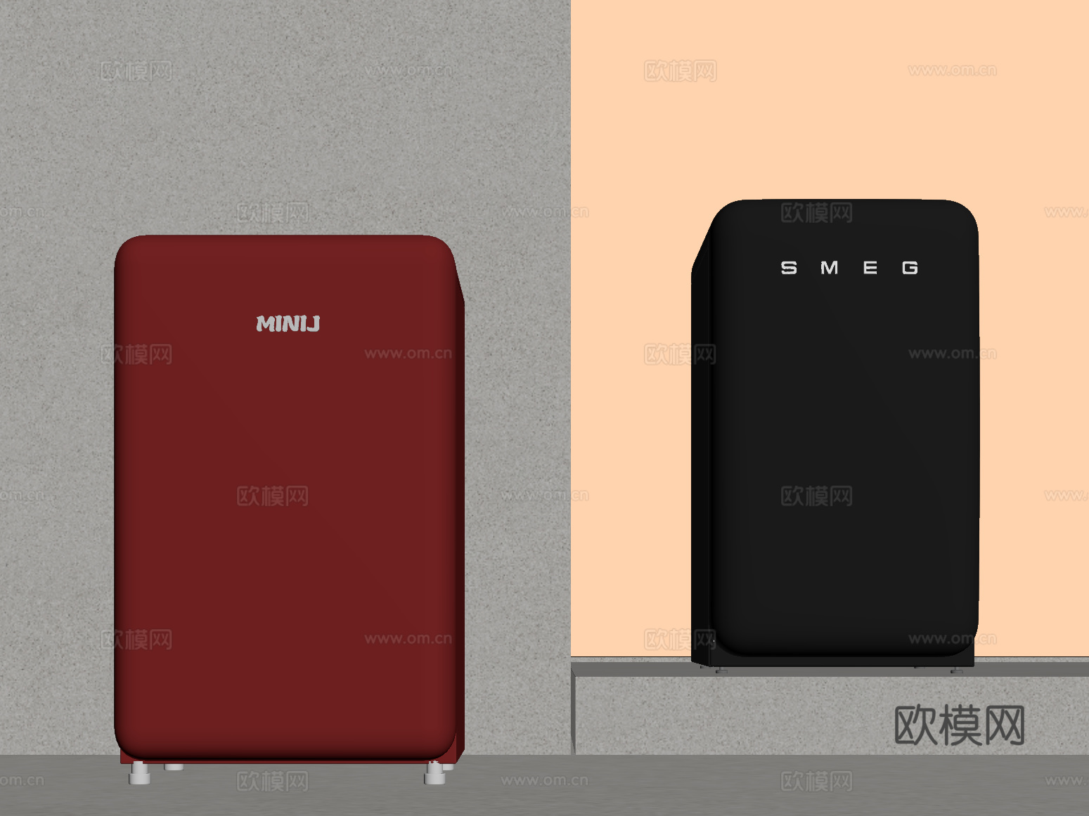 冰箱 现代迷你小冰箱su模型