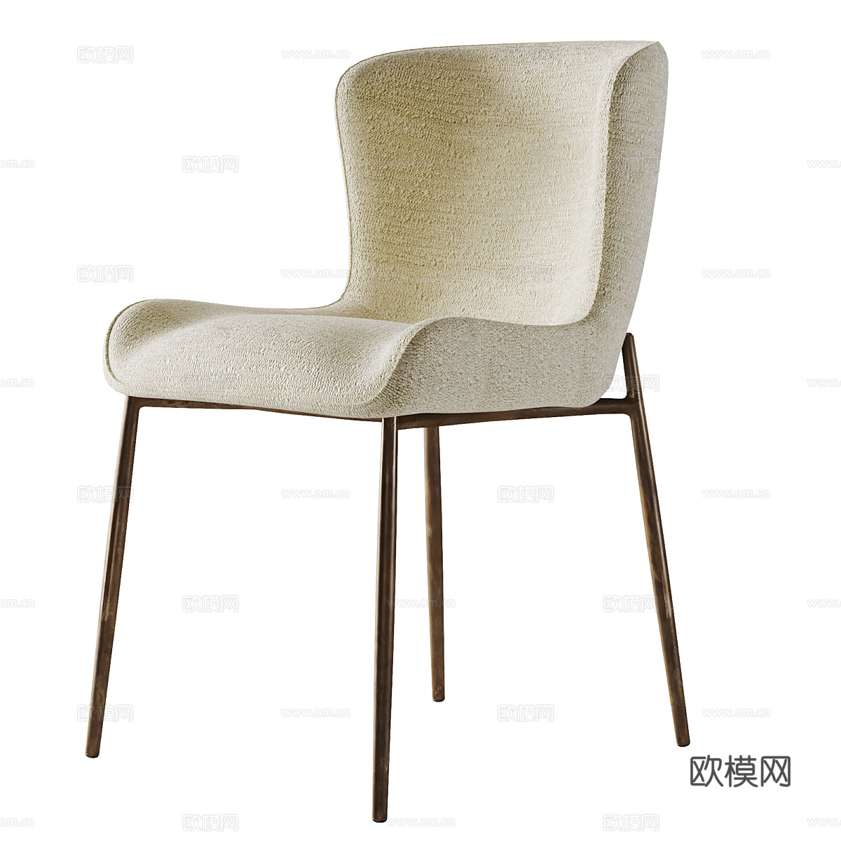 现代意式轻奢布艺餐椅3d模型