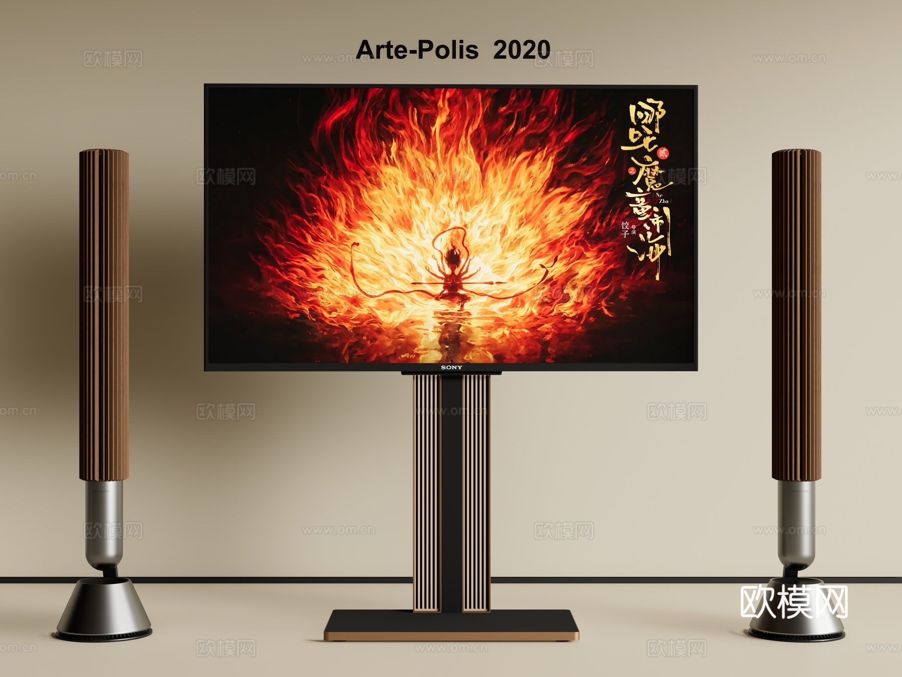 电视 移动电视 支架电视 落地电视 音响3d模型