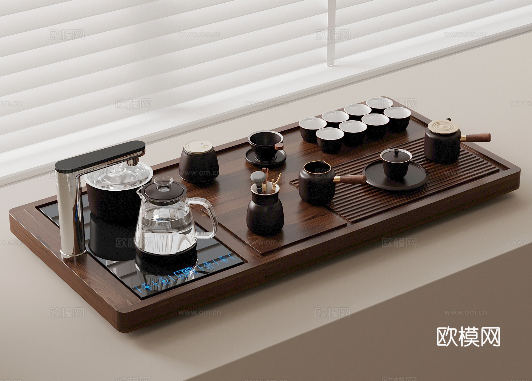 茶具 新中式茶具 茶壶 茶杯su模型