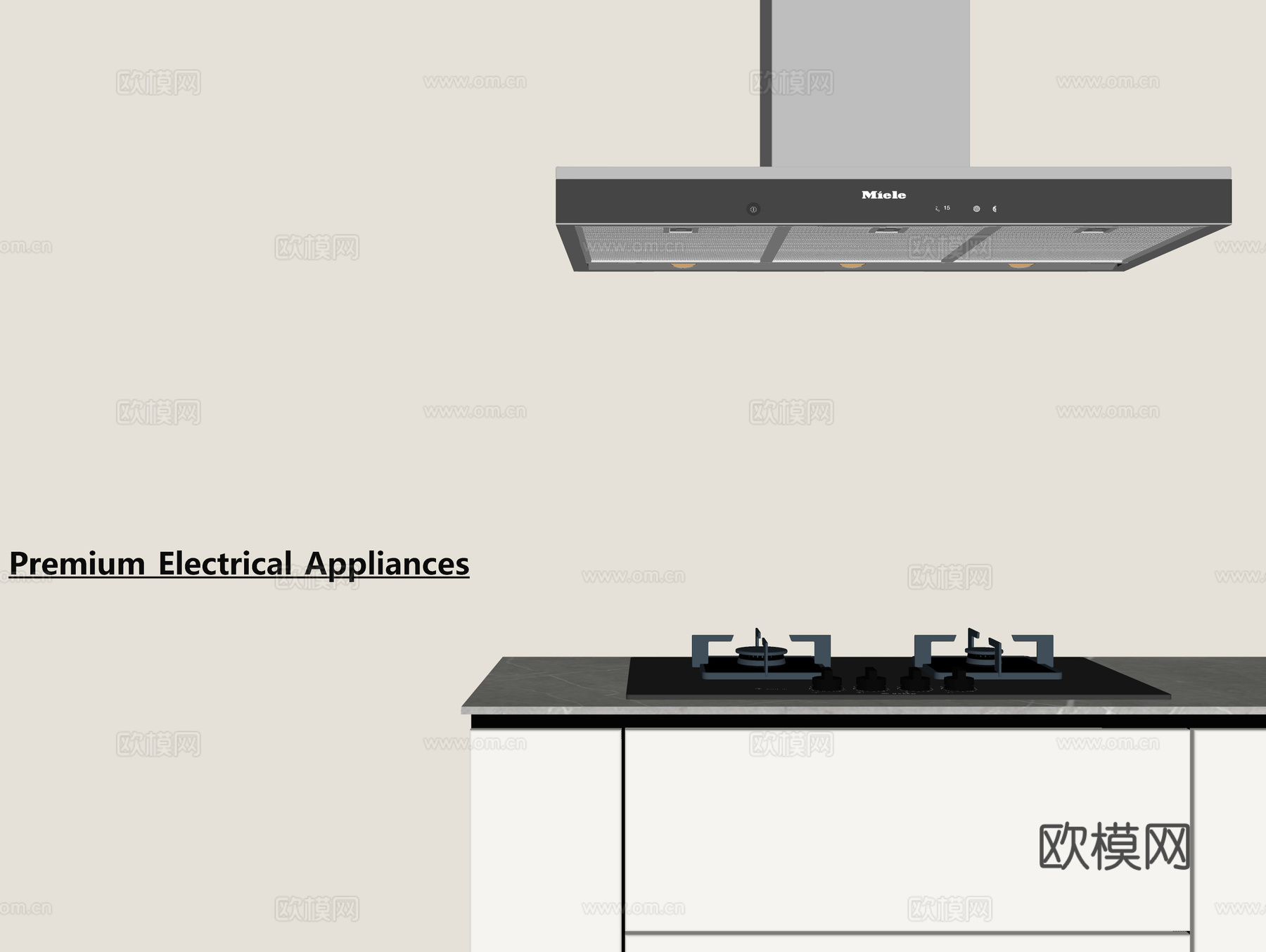 现代厨房用品 烟机灶具su模型
