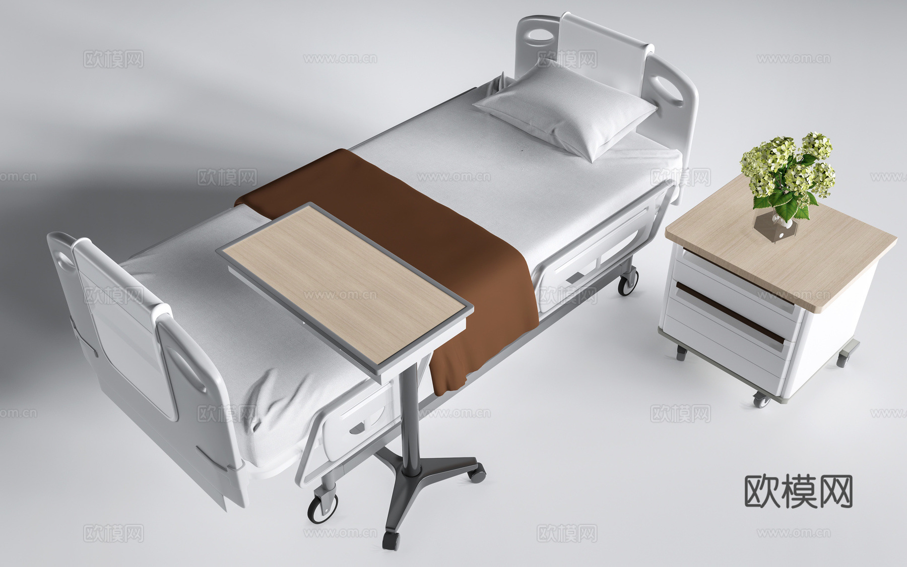 现代医院病床 医疗器材su模型